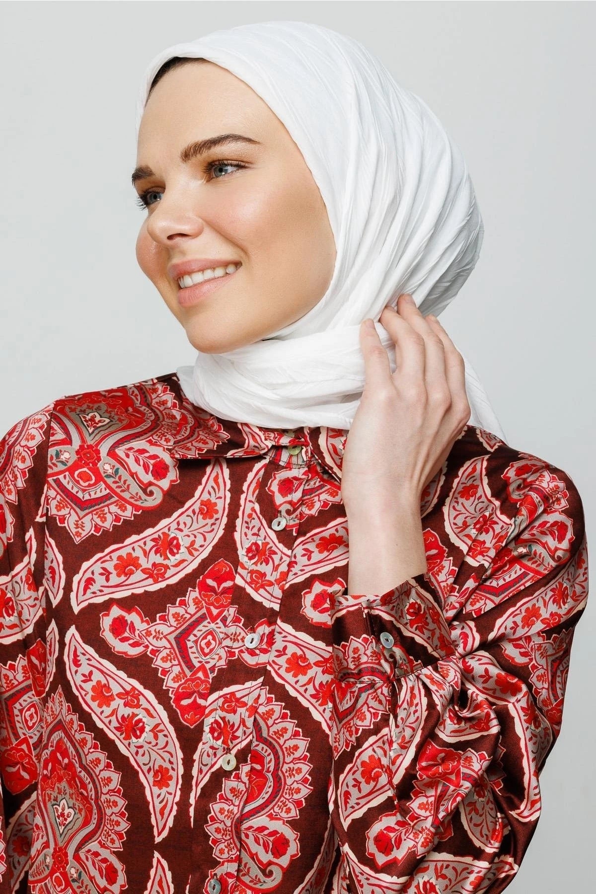Piliseli Bambu Eşarp - Beyaz