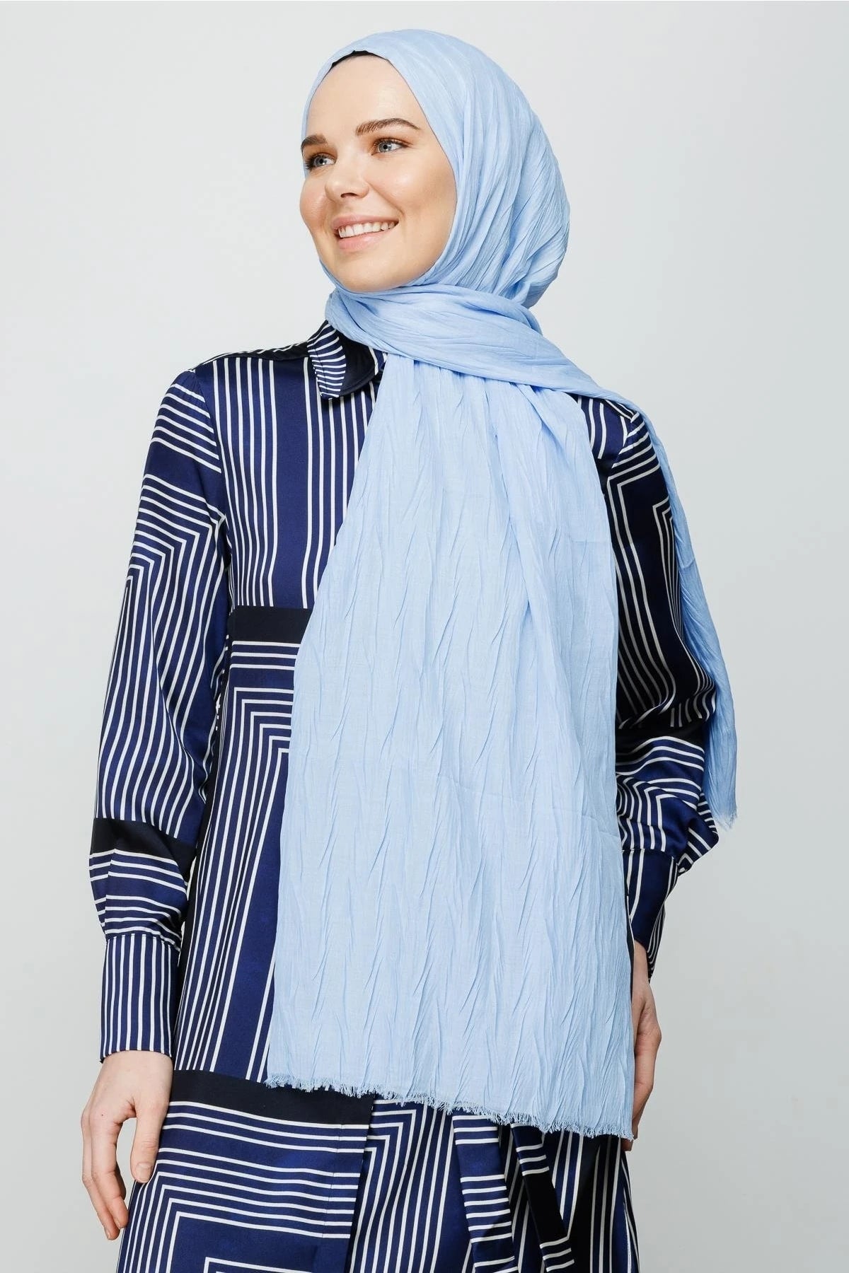 Piliseli Bambu Şal - Bebek Mavisi