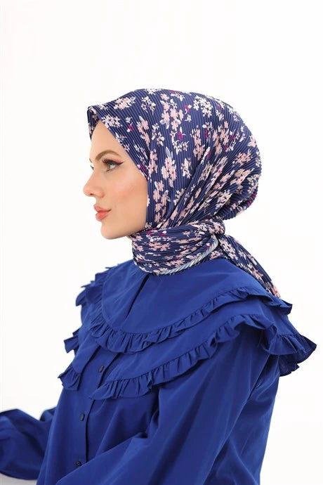 Asma Desen Pilise Eşarp - Lacivert