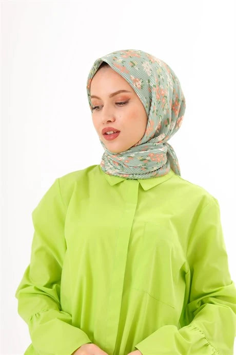 Asma Desen Pilise Eşarp - Mint Yeşili