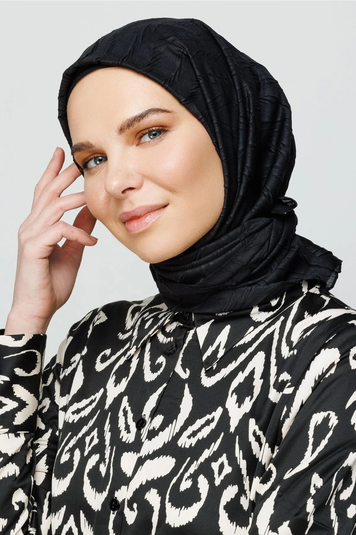 Piliseli Bambu Eşarp - Siyah