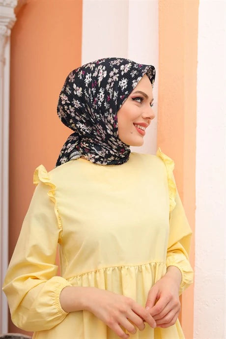Asma Desen Pilise Eşarp - Siyah
