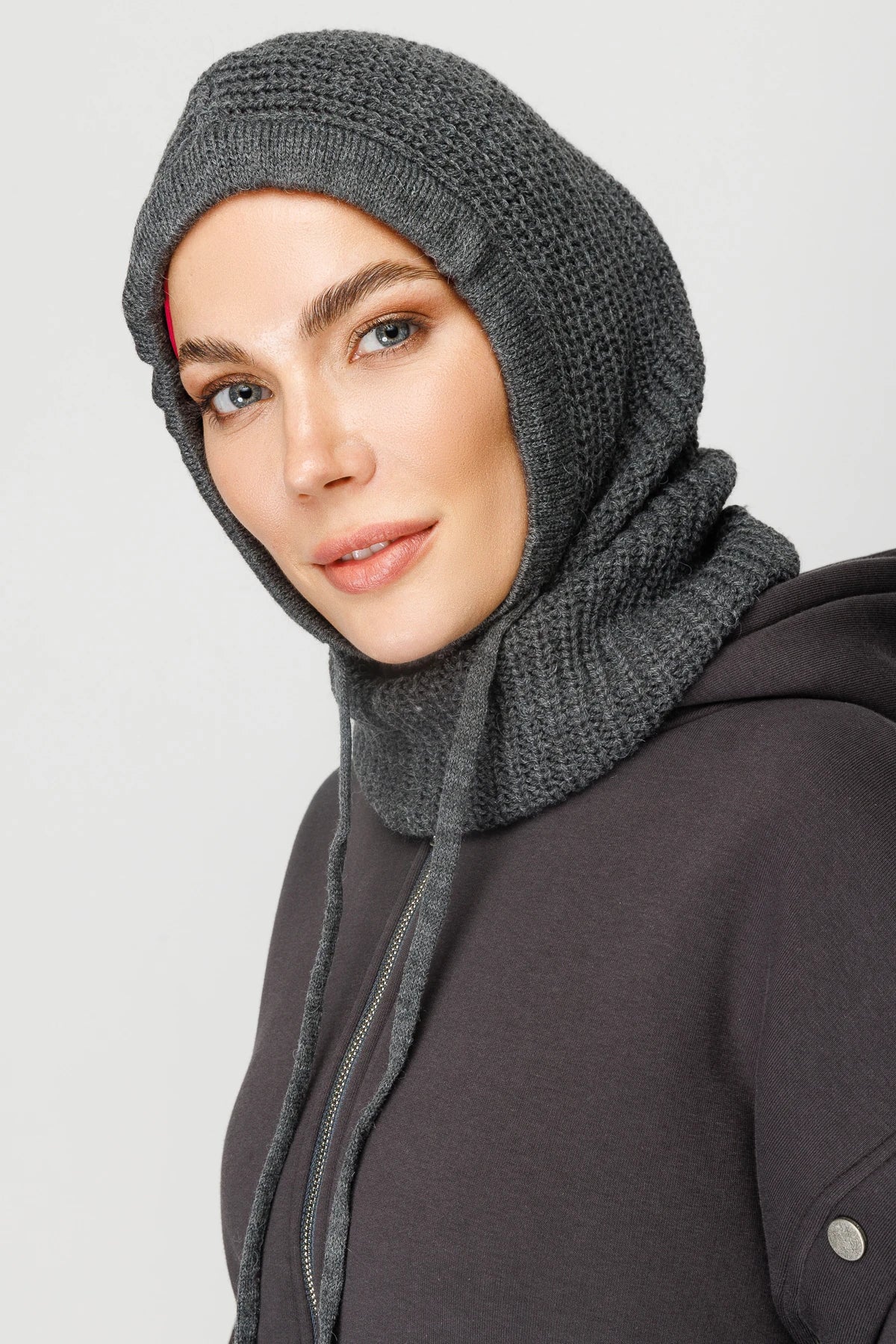 Balaclava Triko Başlık - Füme