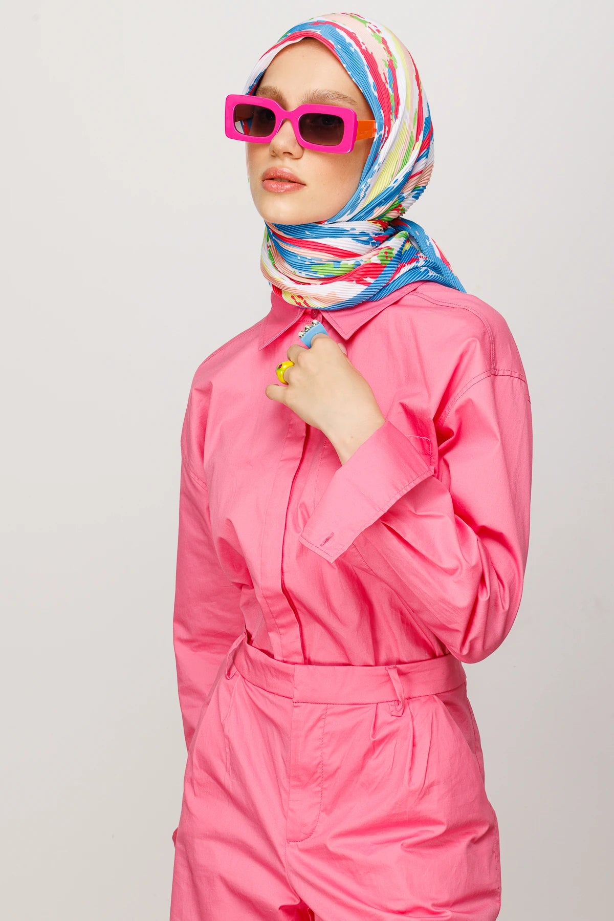 Batik Desen Pilise Eşarp - Bebek Mavisi