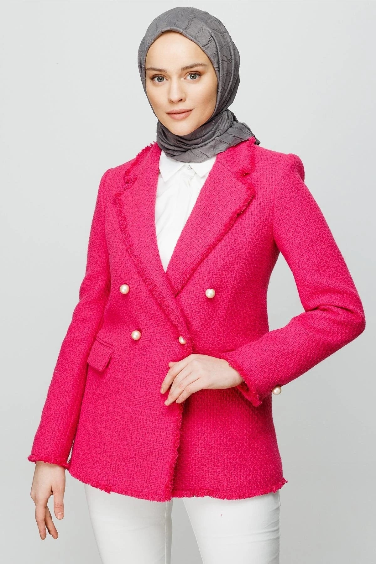 Piliseli Bambu Eşarp - Gri