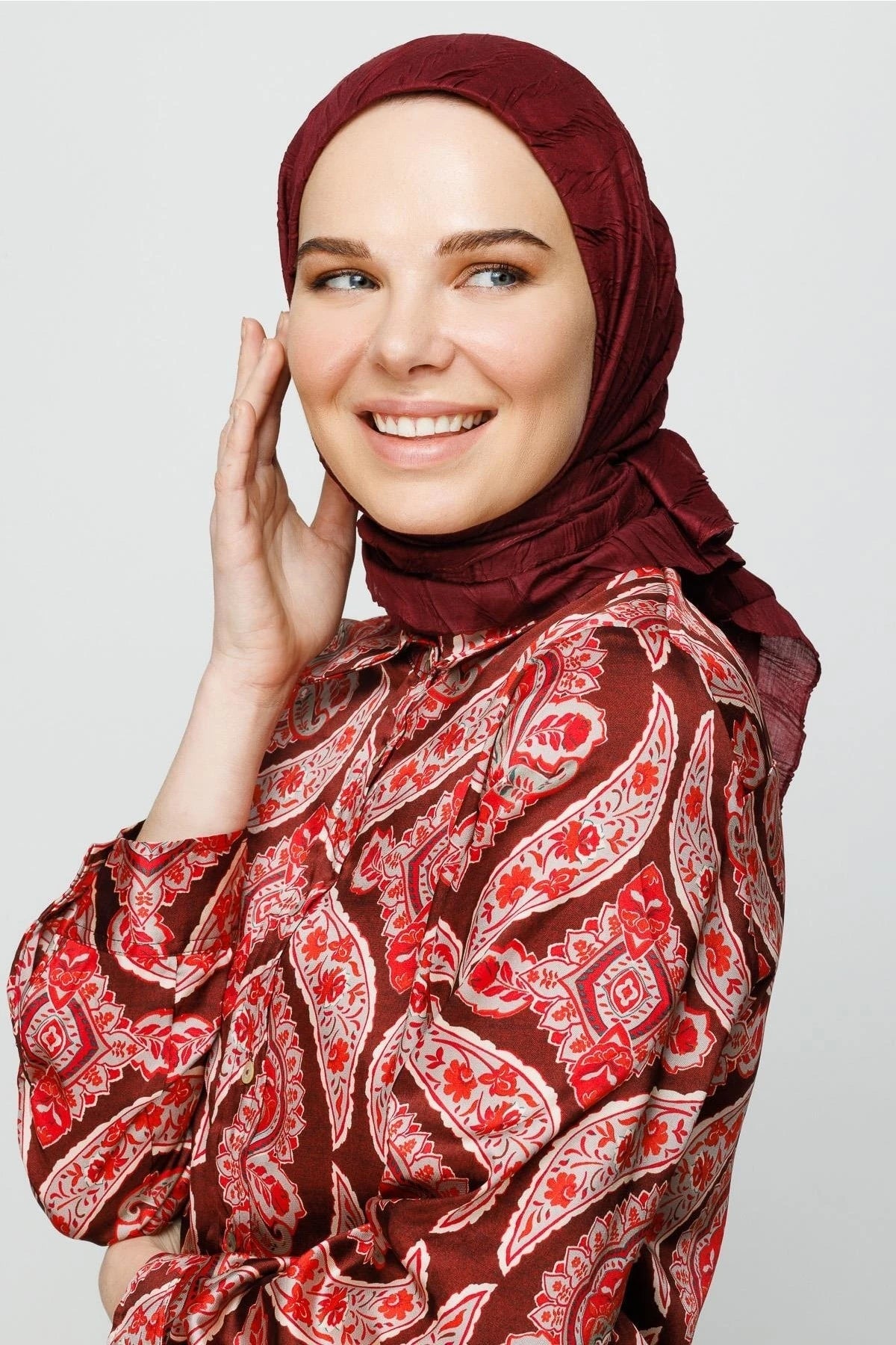 Piliseli Bambu Eşarp - Koyu Bordo
