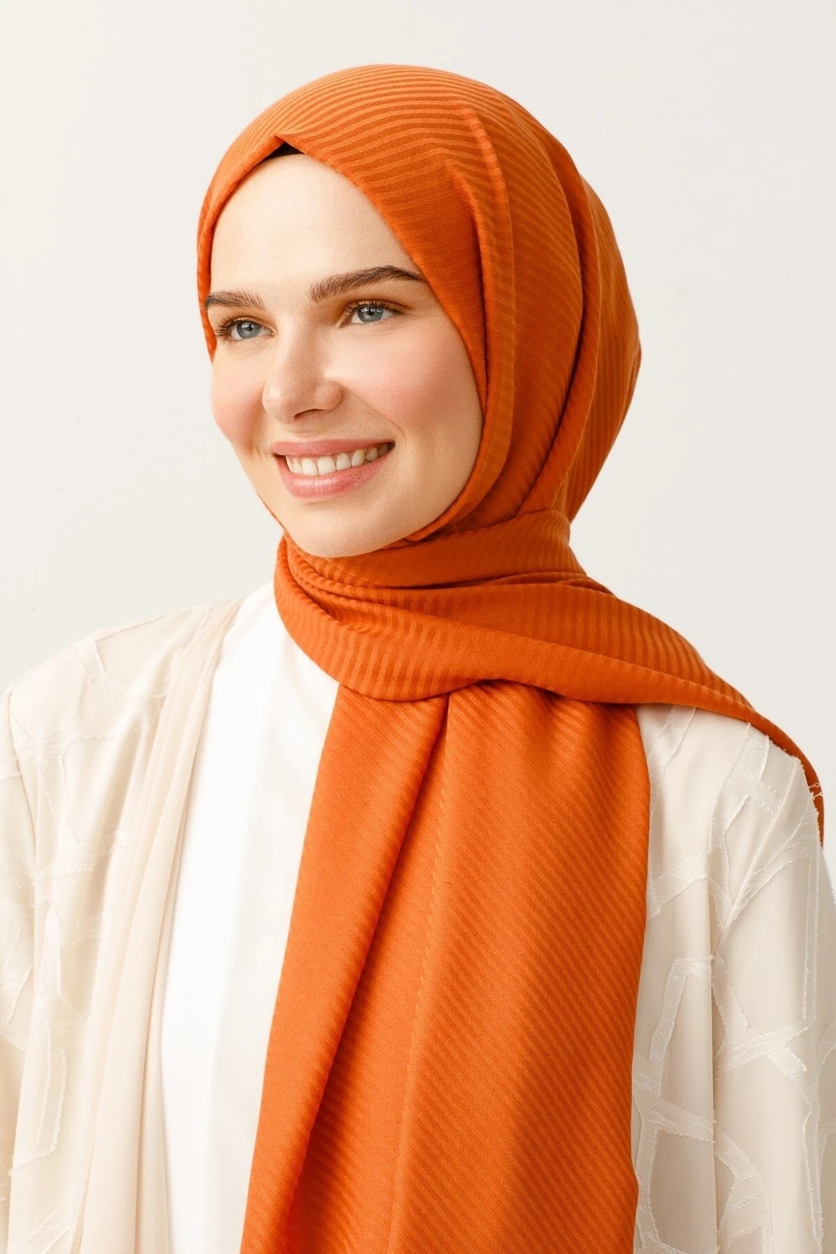 شال جاكار قطني مخطط - قرميد