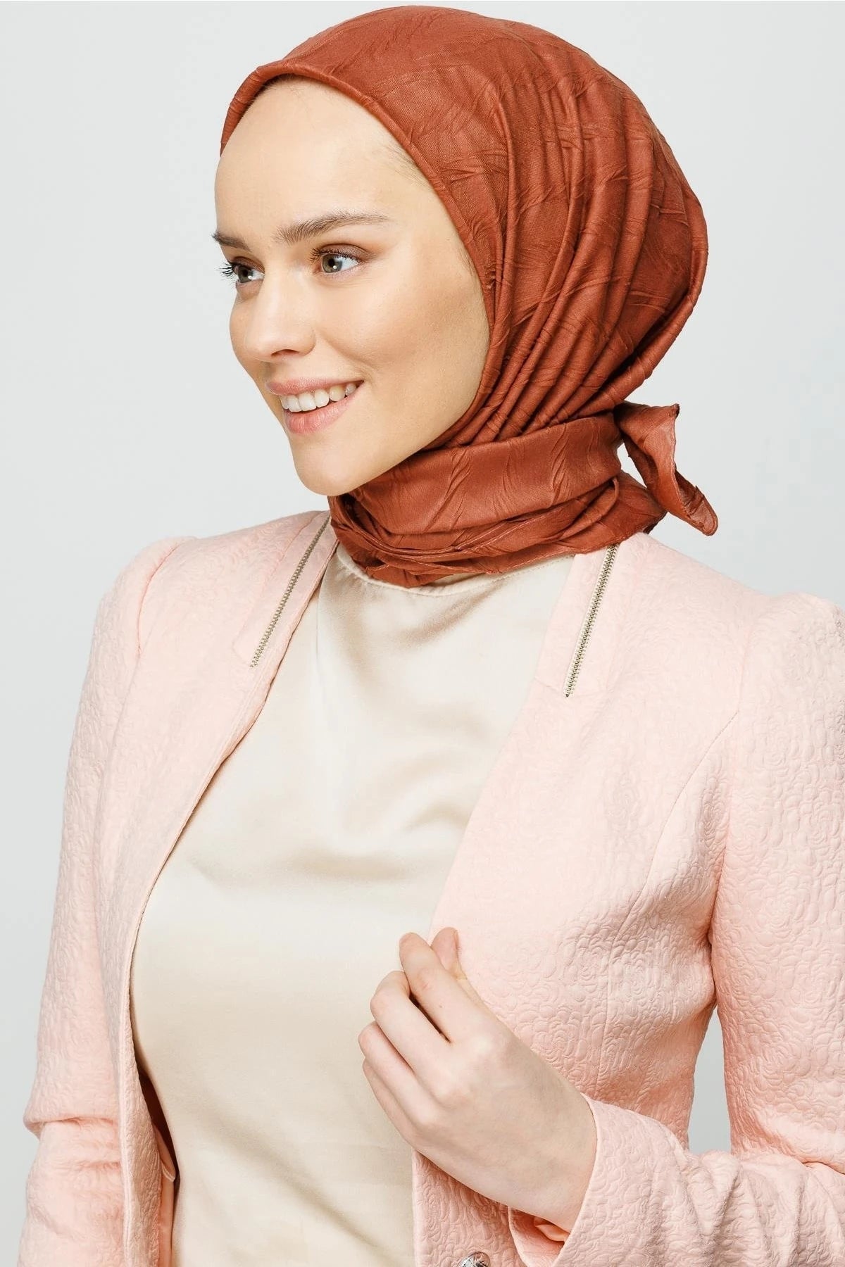 Piliseli Bambu Eşarp - Kızıl Kahve