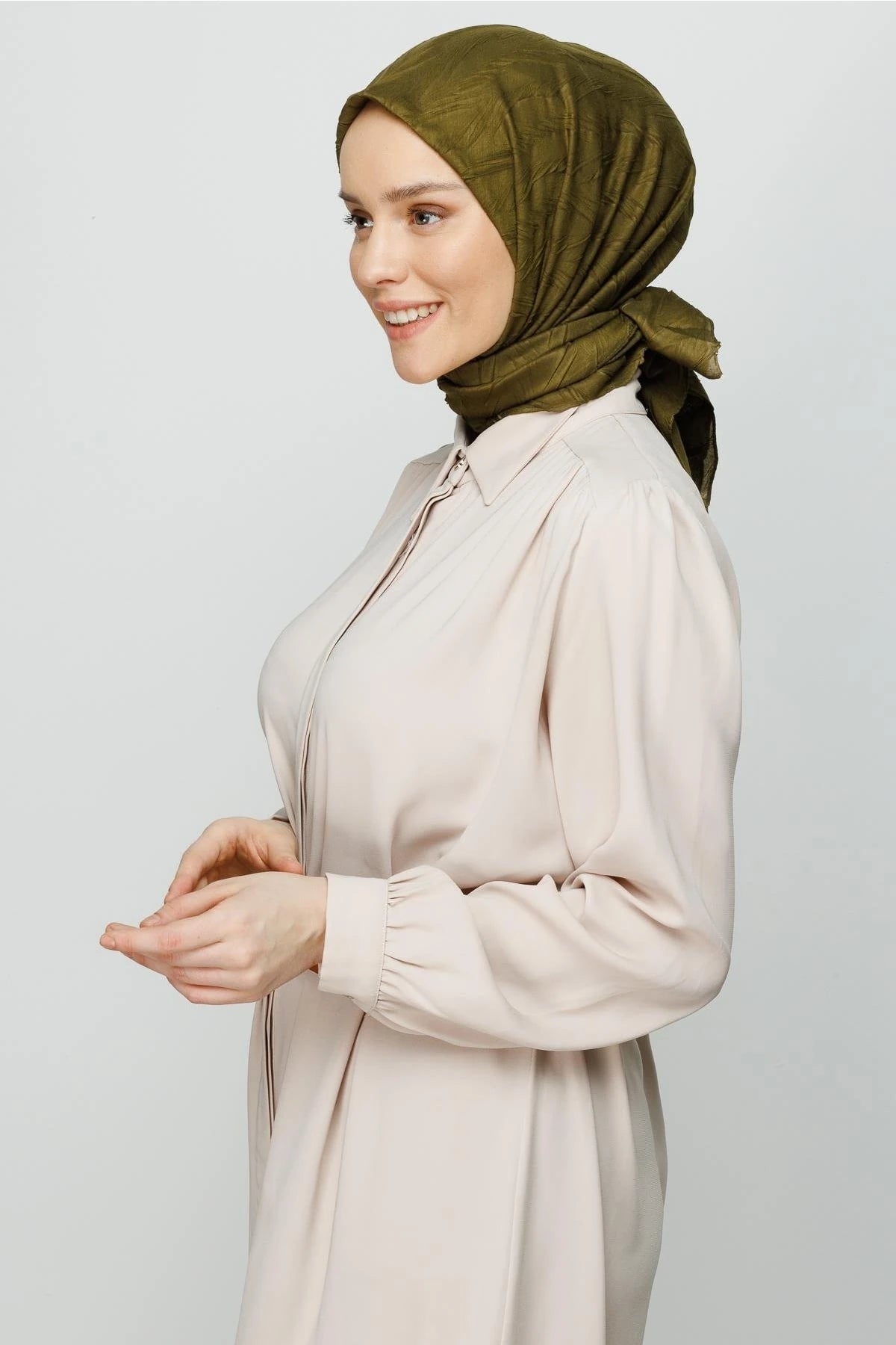 Piliseli Bambu Eşarp - Yağ Yeşili
