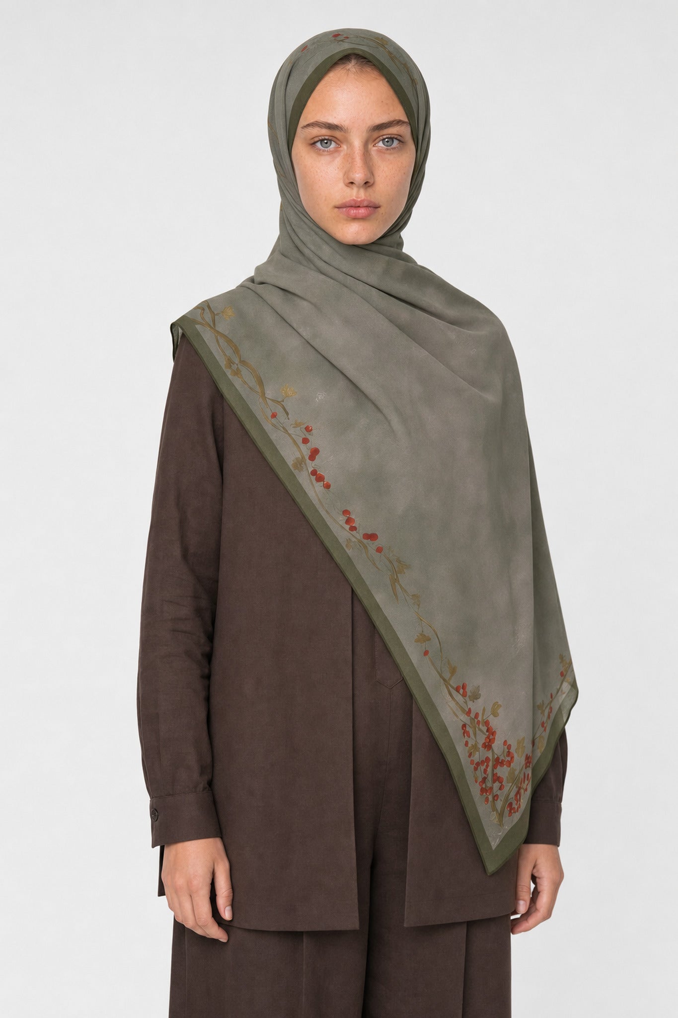 Emerald Desen Hebei İpek Şal - Yeşil