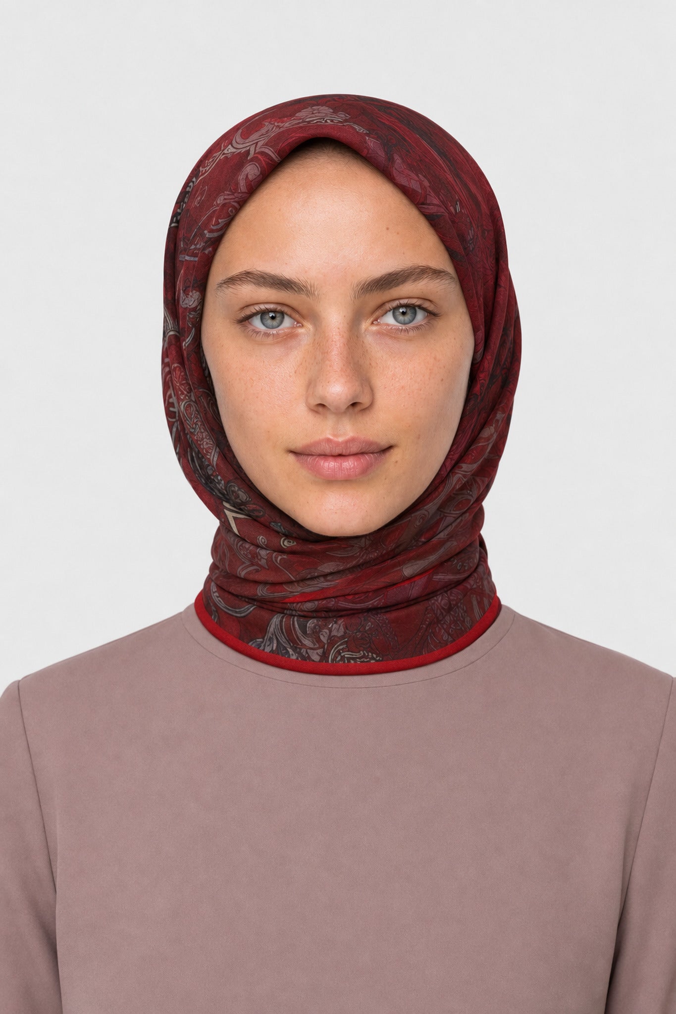 Cerise Desen Hebei İpek Eşarp - Bordo