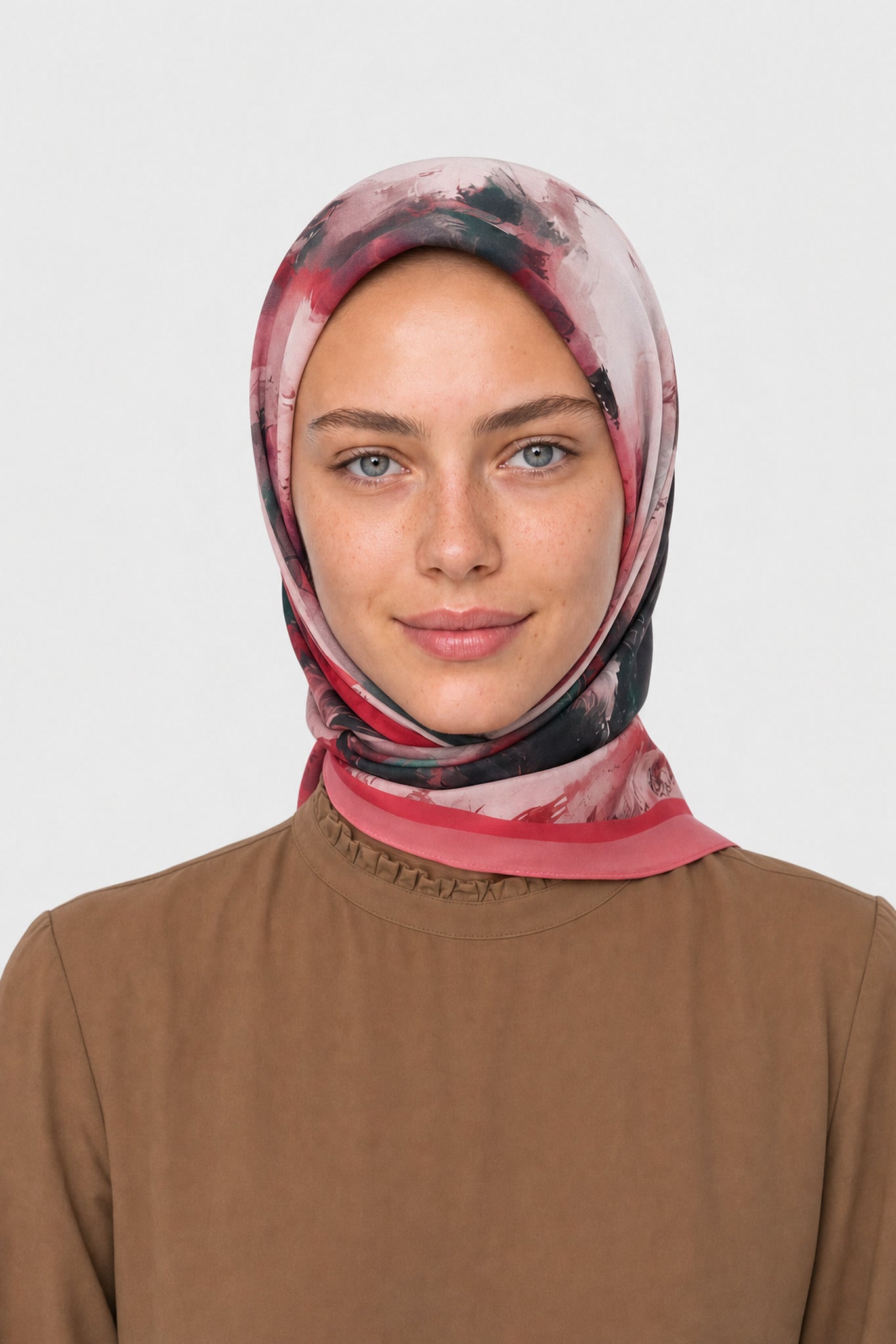 Umber Desen Hebei İpek Eşarp - Pembe