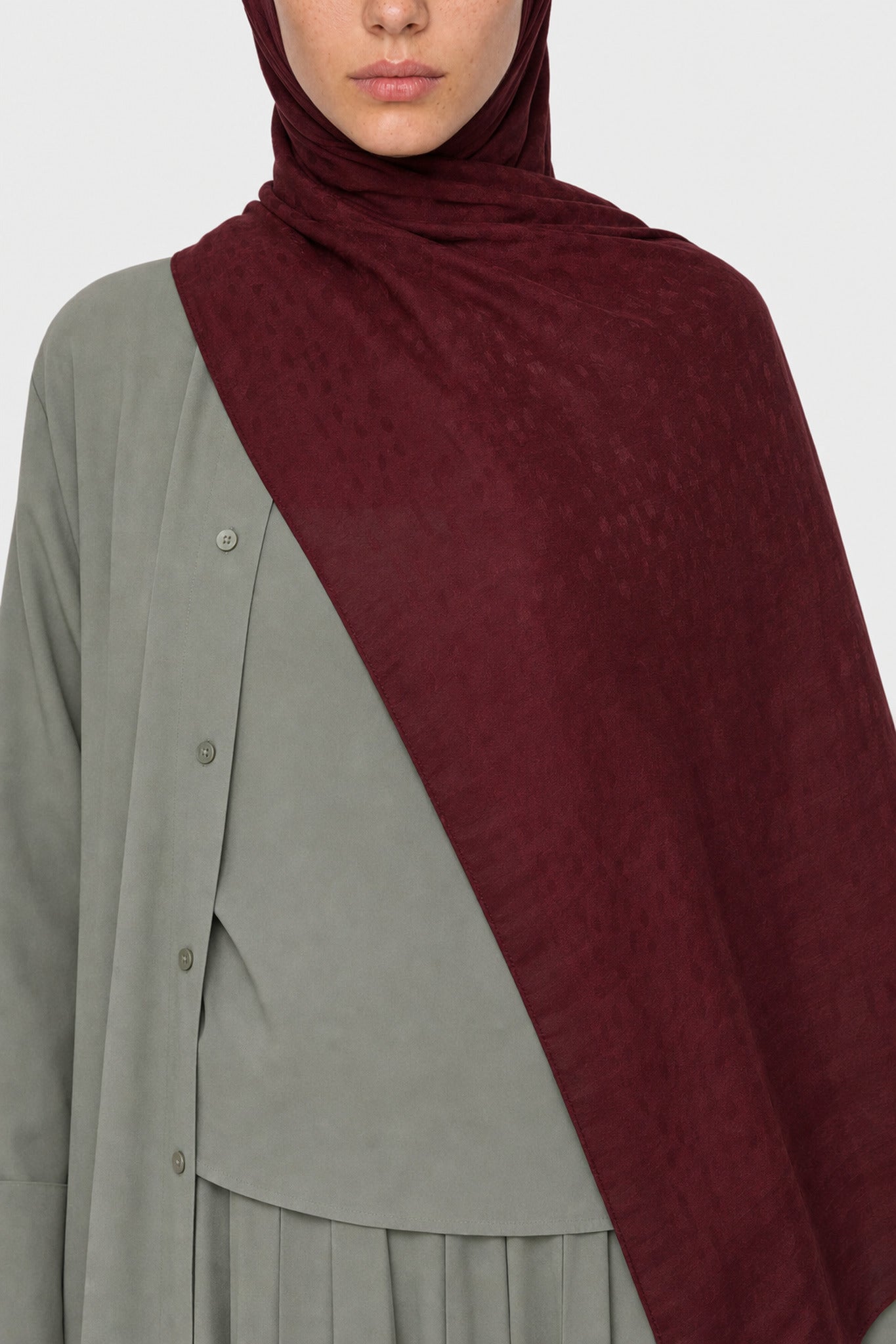 Pulse Desen Ayrobin Jakar Şal - Bordo