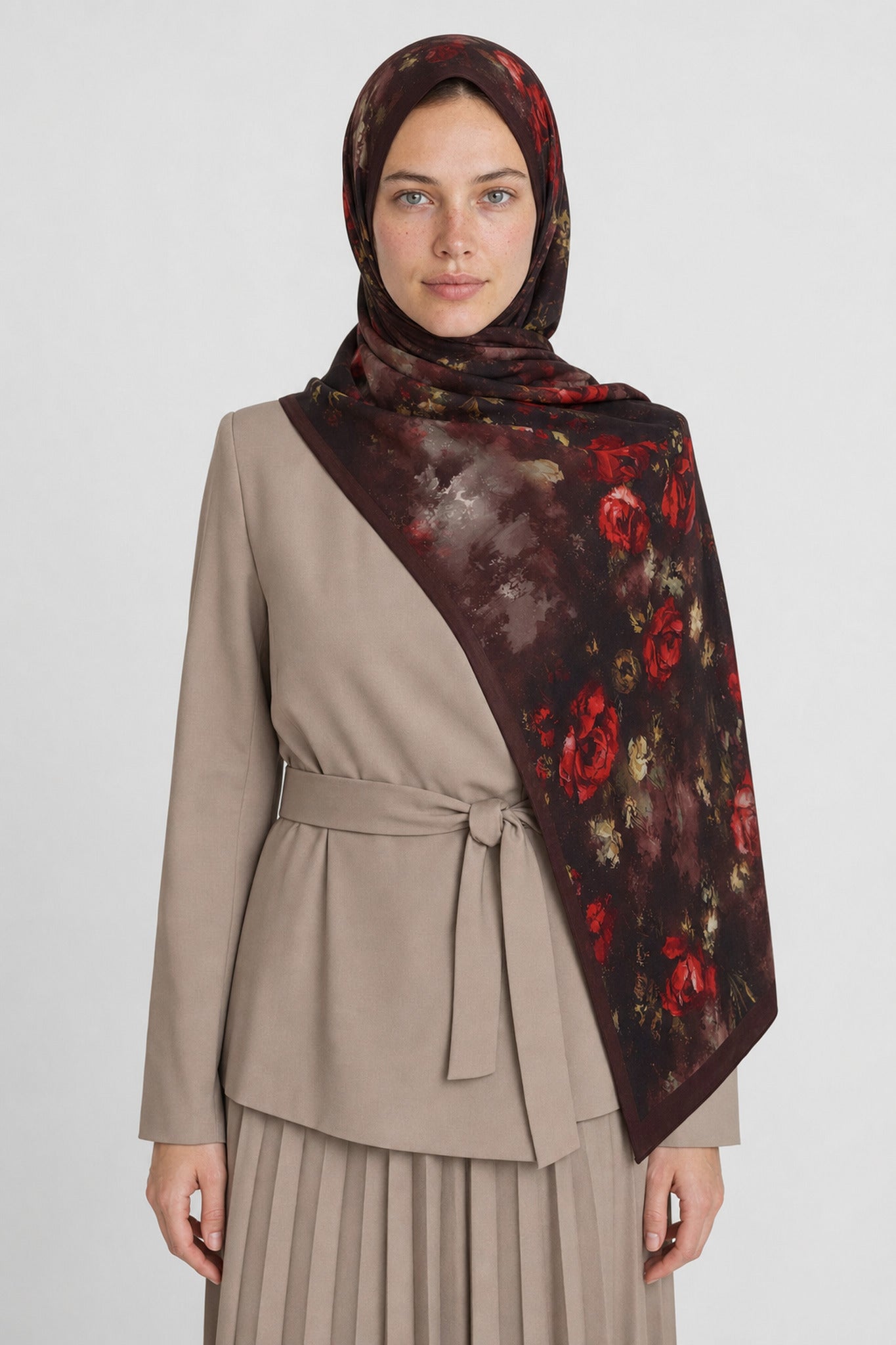 Meil Desen Hebei İpek Şal - Bordo