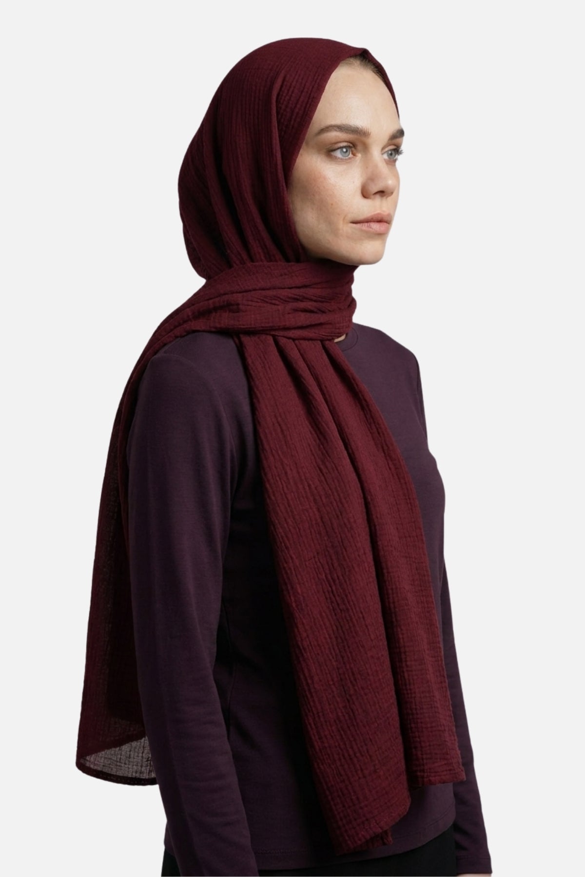 Degrade Müslin Şal - Bordo