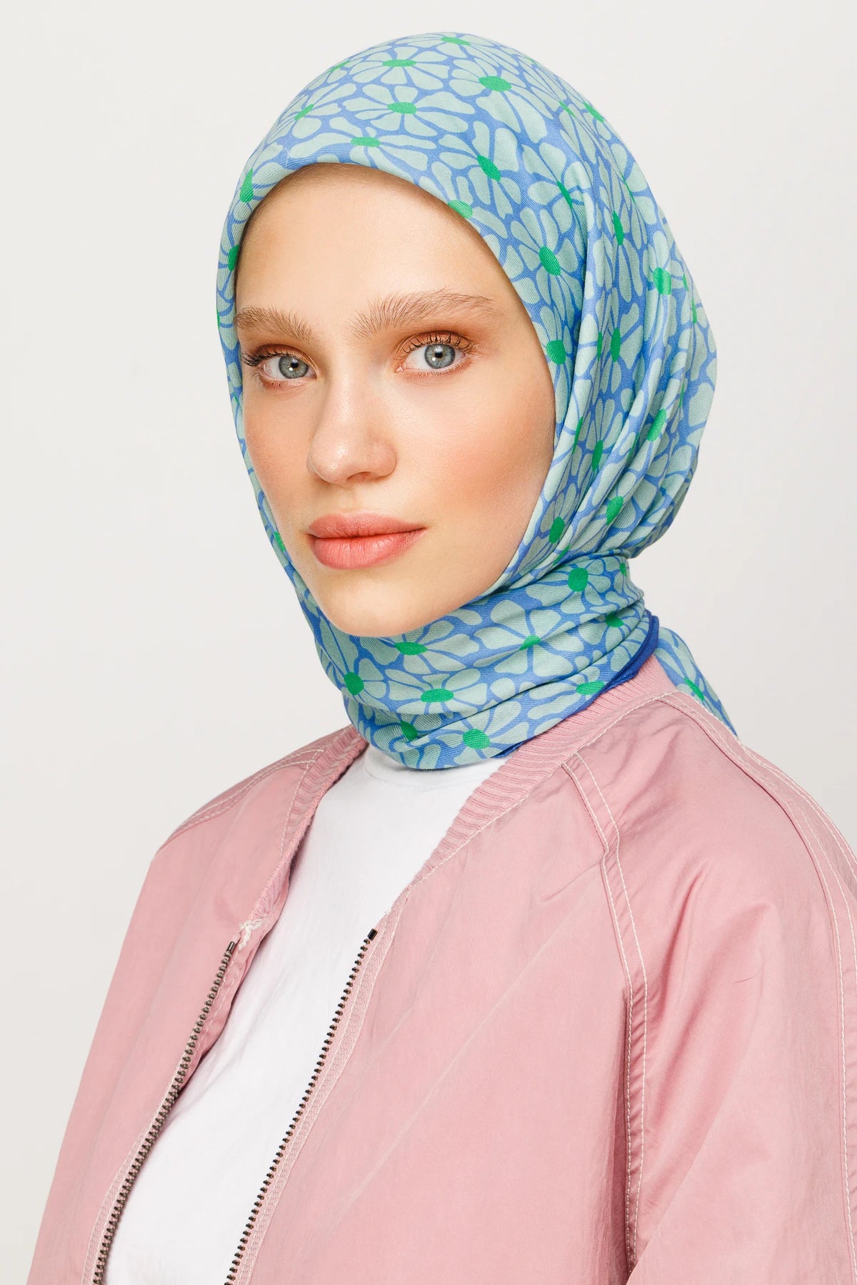 Clover Desen Dijital Soft Eşarp - Bebek Mavisi