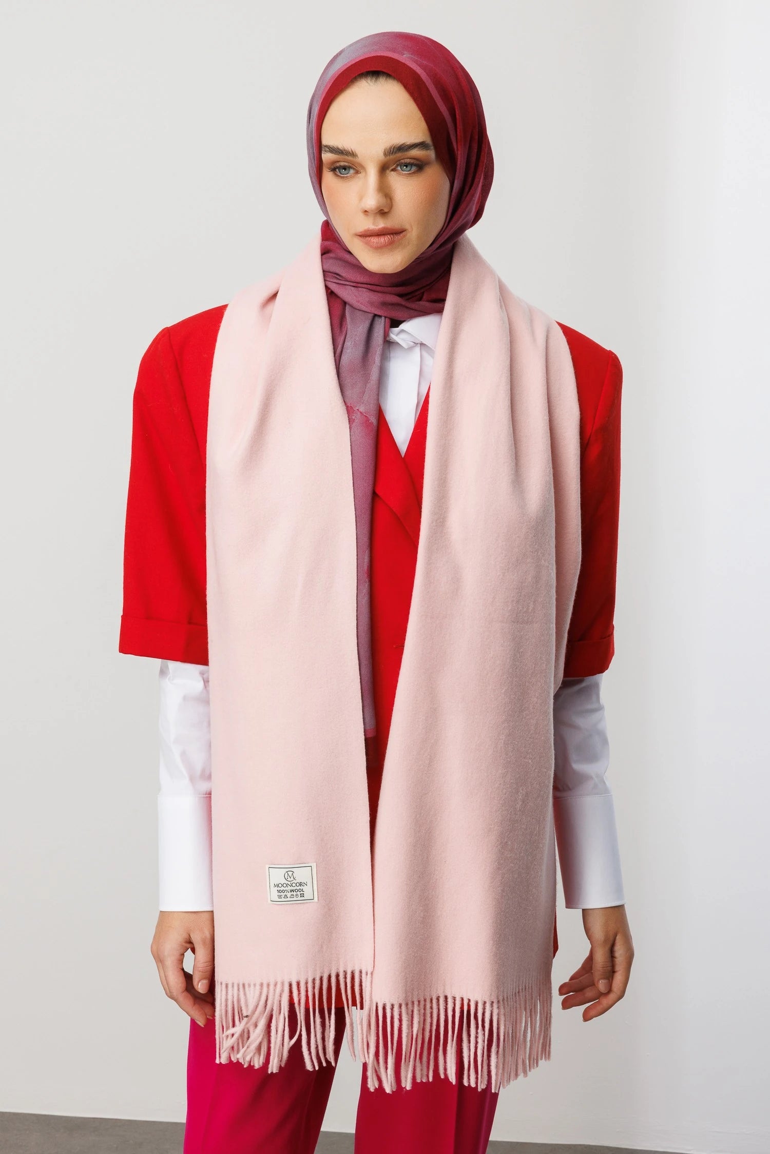 Yün Atkı - Pudra