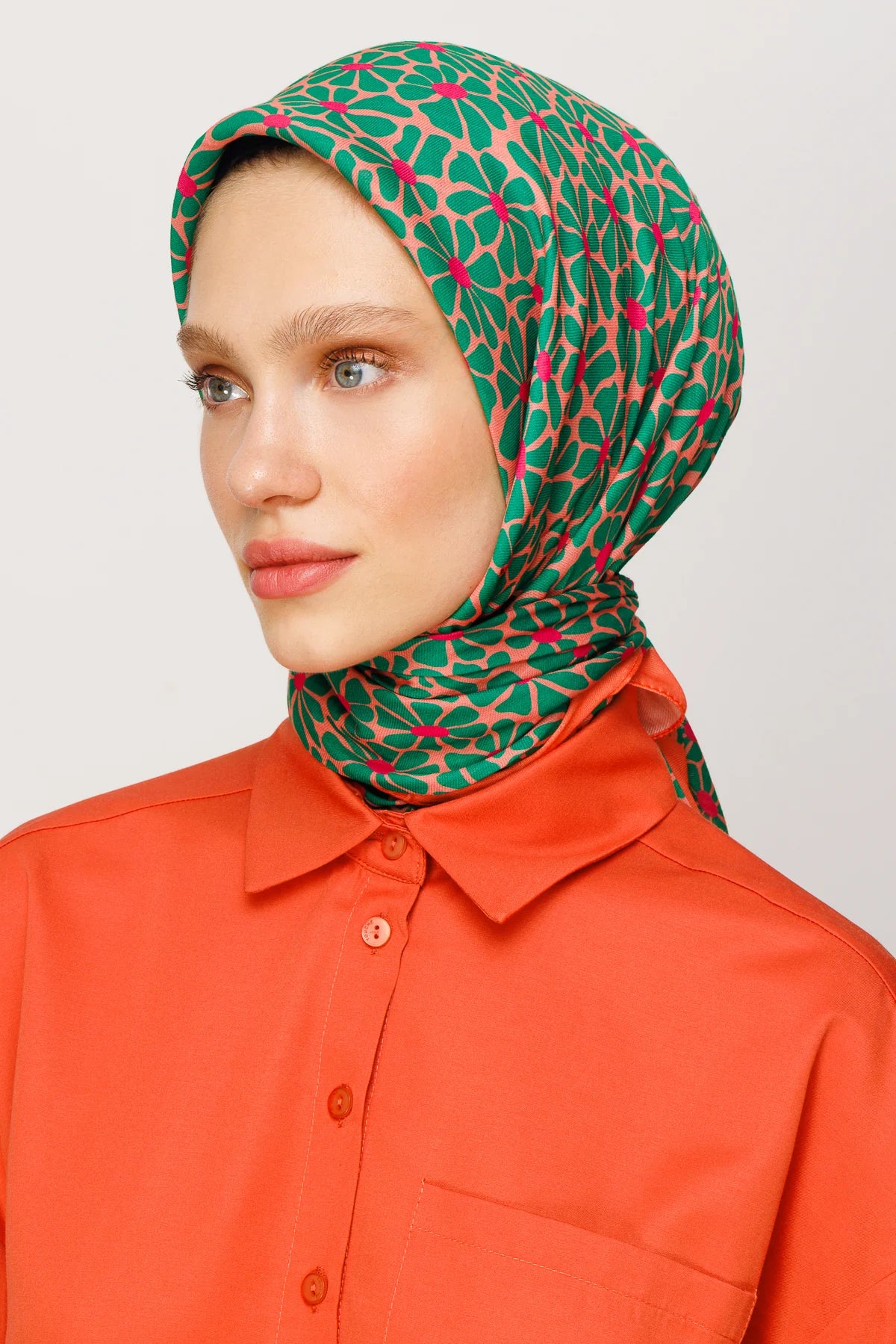 Clover Desen Dijital Soft Eşarp - Yavruağzı