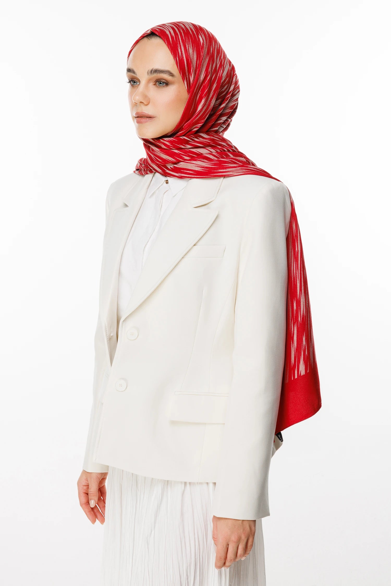Selis Desen Çift Taraflı Şal - Bordo-Mint Yeşili