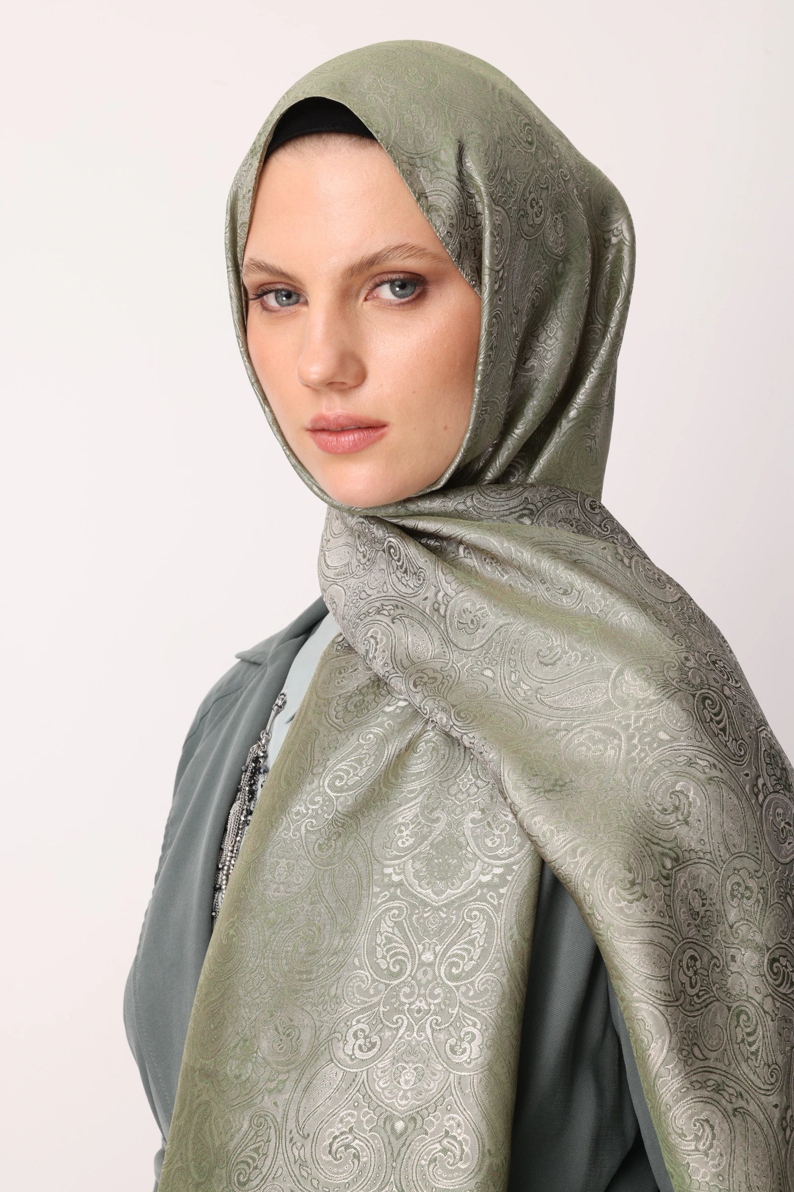 Moren Desen Shine Line Şal - Haki-Somon