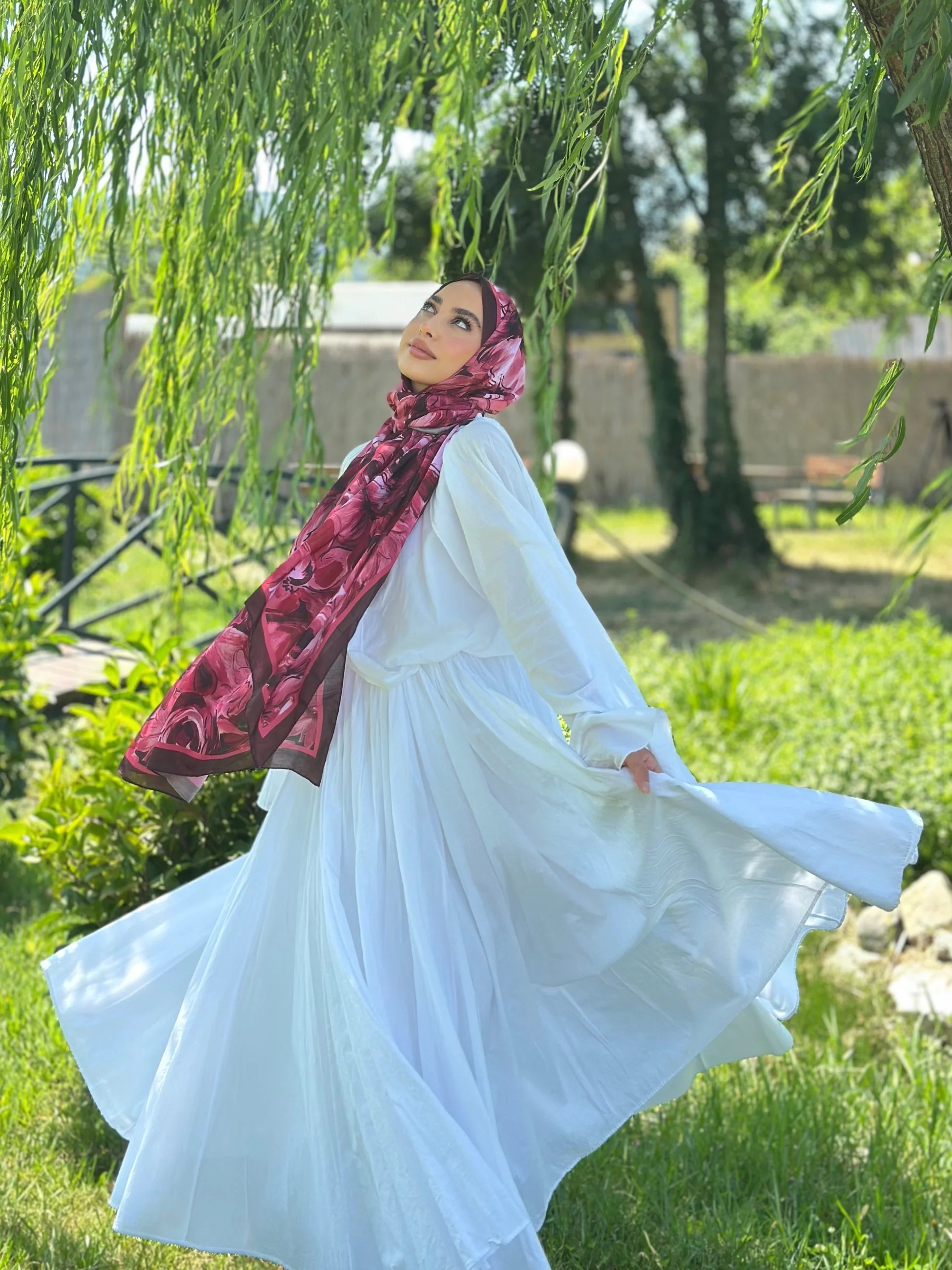 Rossel Desen Pamuk Şal - Bordo