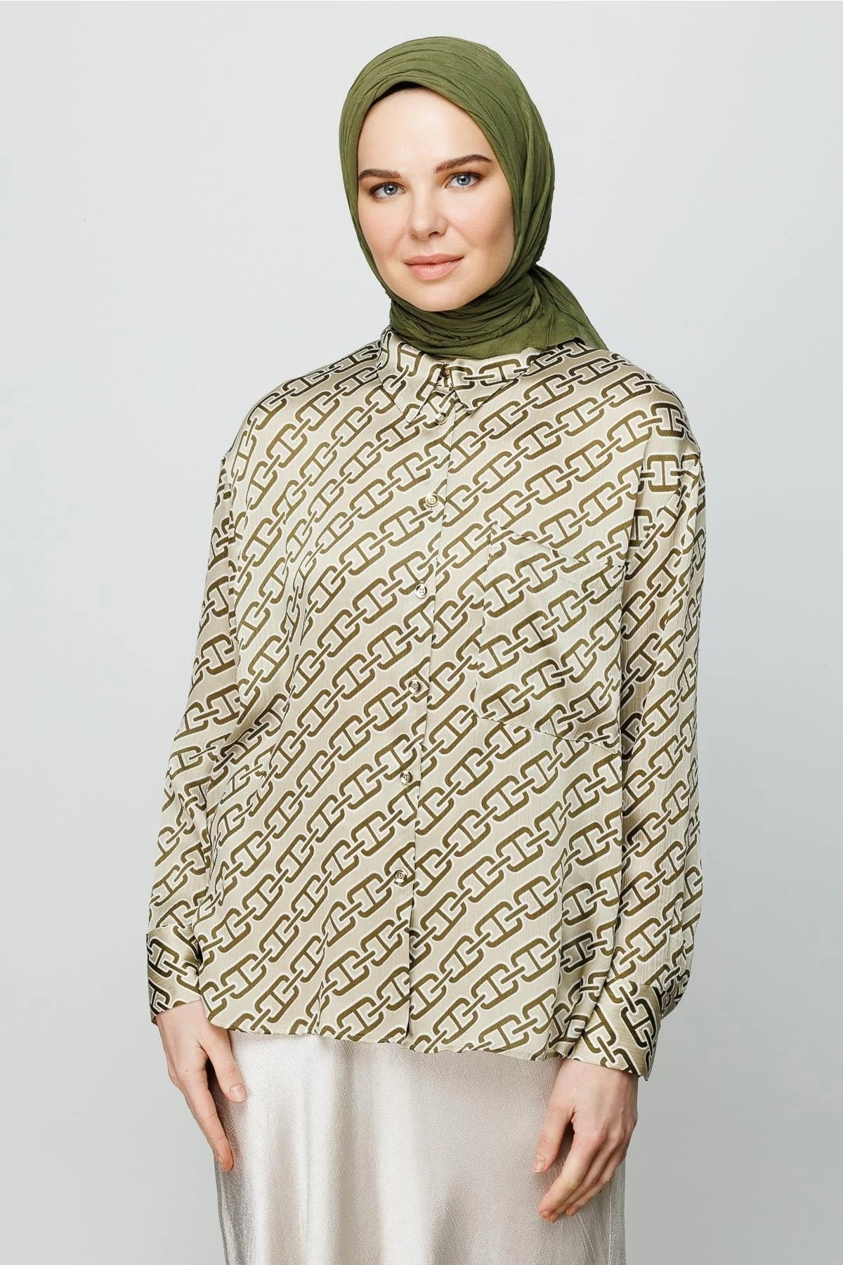 Piliseli Bambu Eşarp - Haki