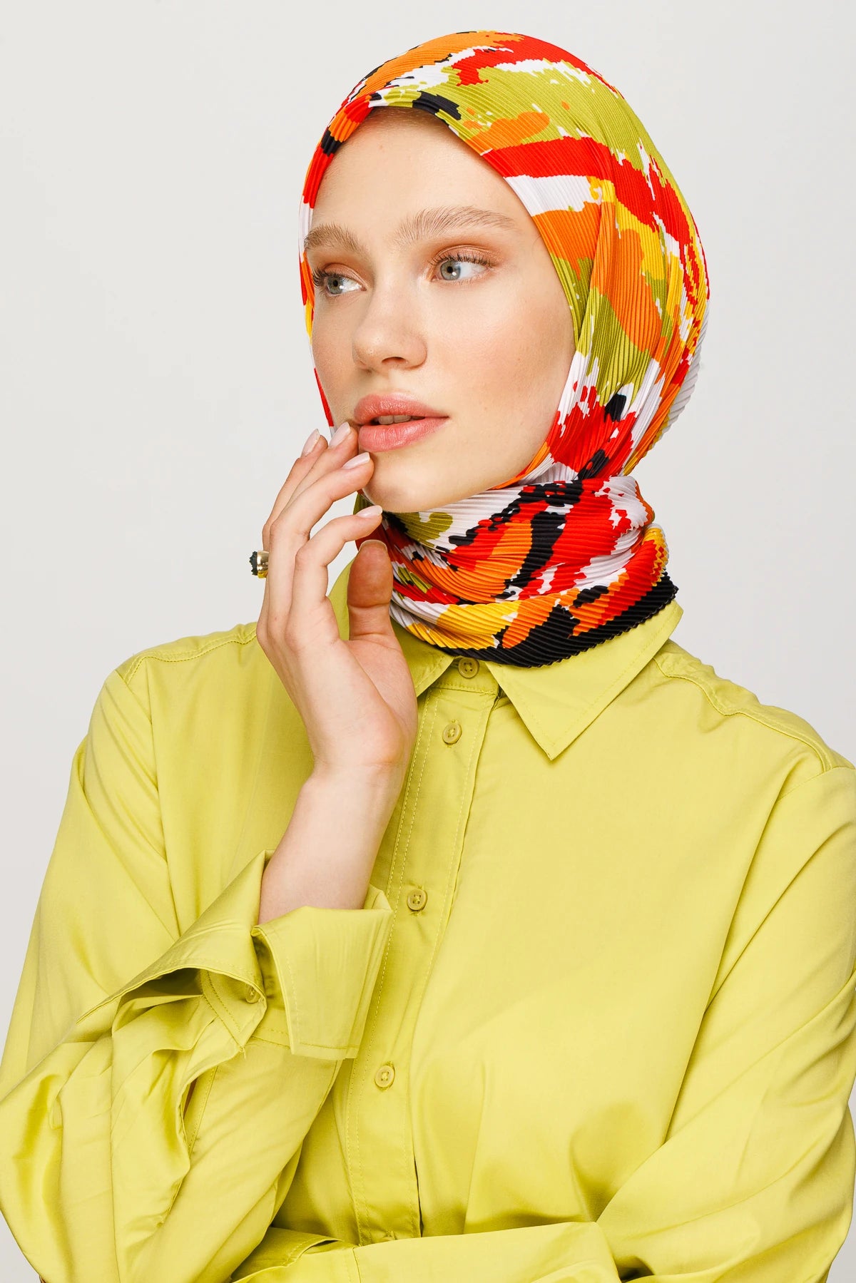 Batik Desen Pilise Eşarp - Turuncu