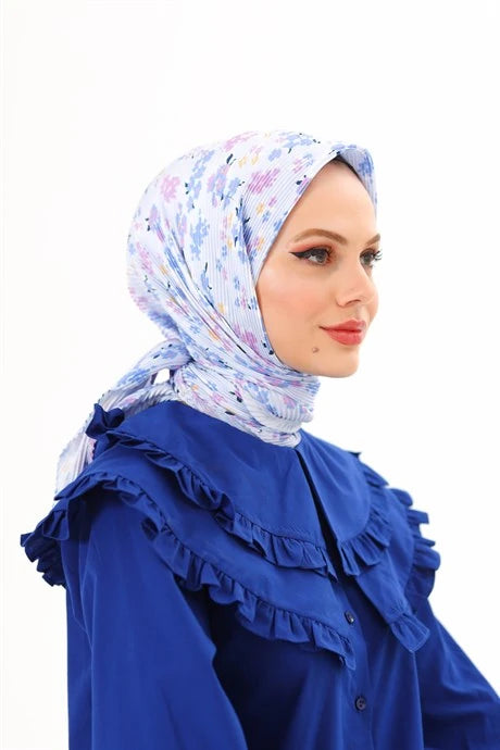 Asma Desen Pilise Eşarp - Bebek Mavisi