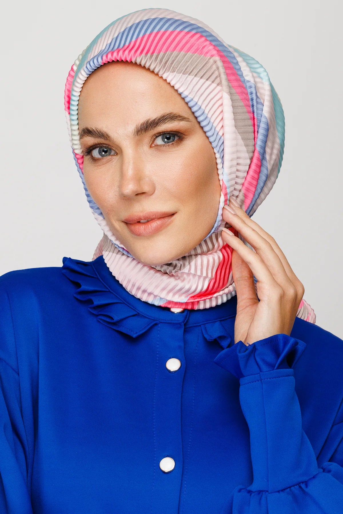 Akra Desen Pilise Eşarp - Buz Mavisi