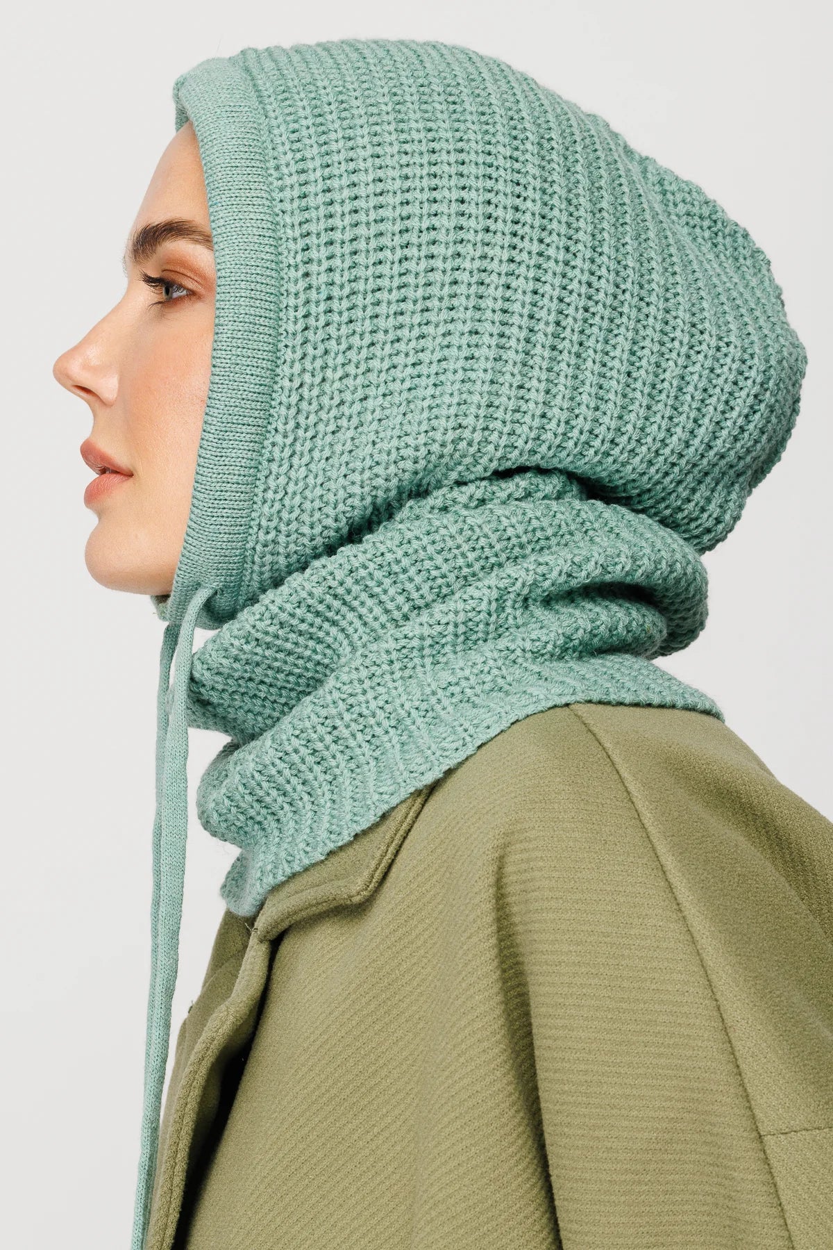 Balaclava Triko Başlık - Su Yeşili