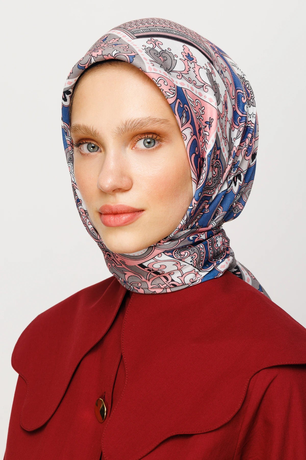 40 Yama Desen Dijital Soft Eşarp - Gri