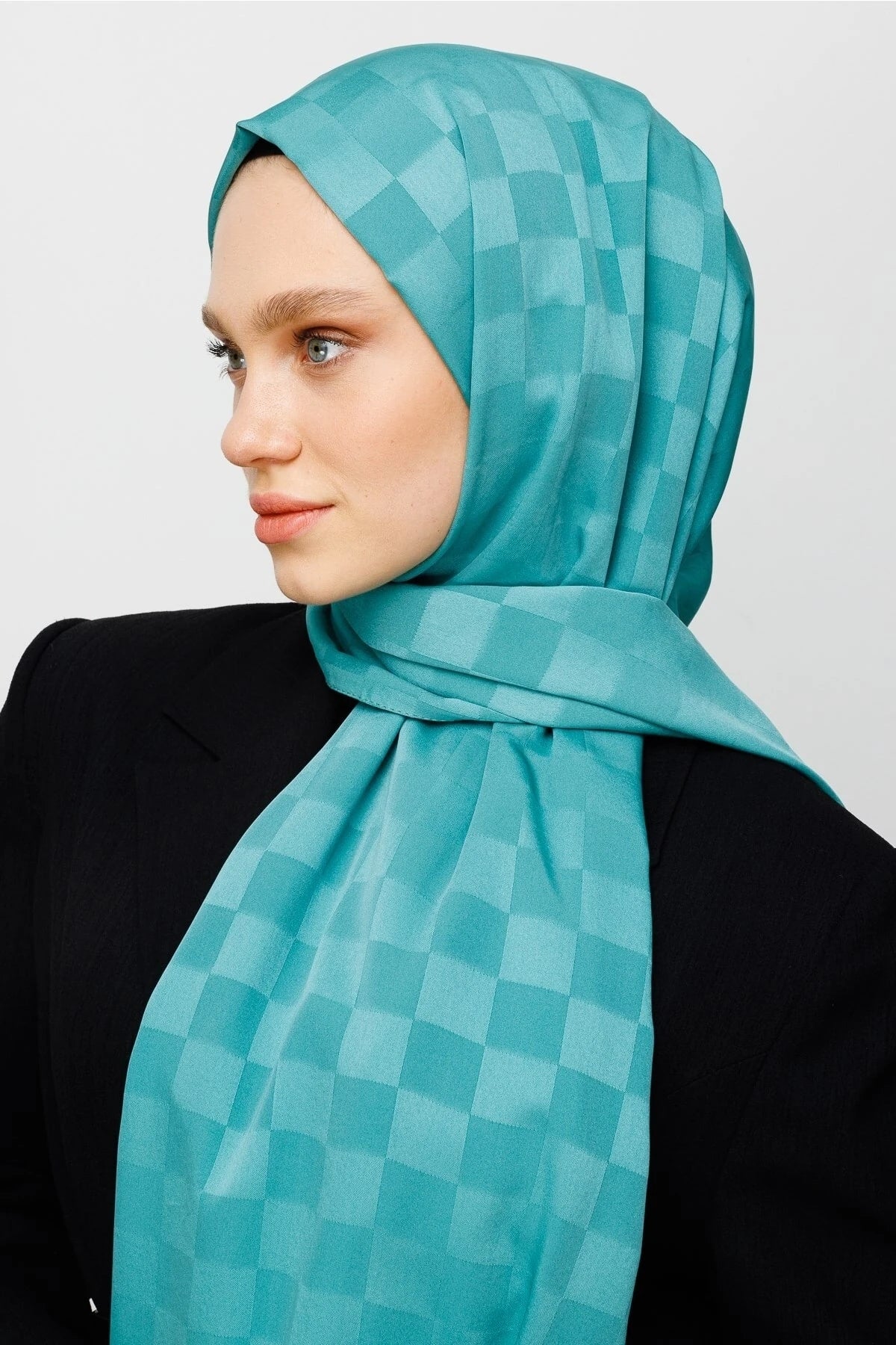 Dama Desen İpeksi Jakar Şal - Mint Yeşili