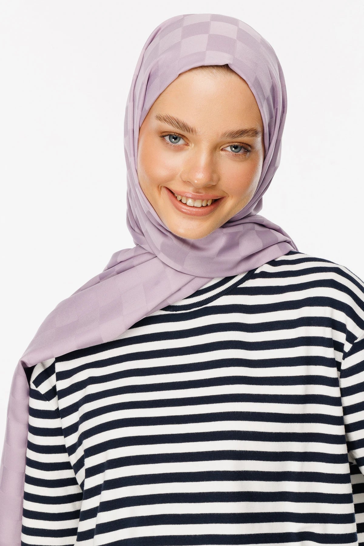 Dama Desen İpeksi Jakar Şal - Lila