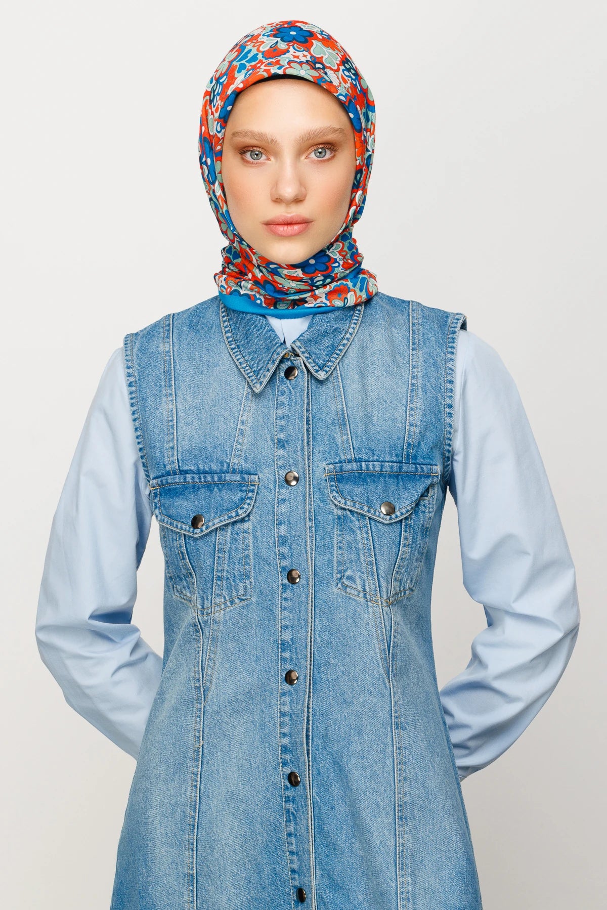 Daisy Desen Dijital Soft Eşarp - Turuncu