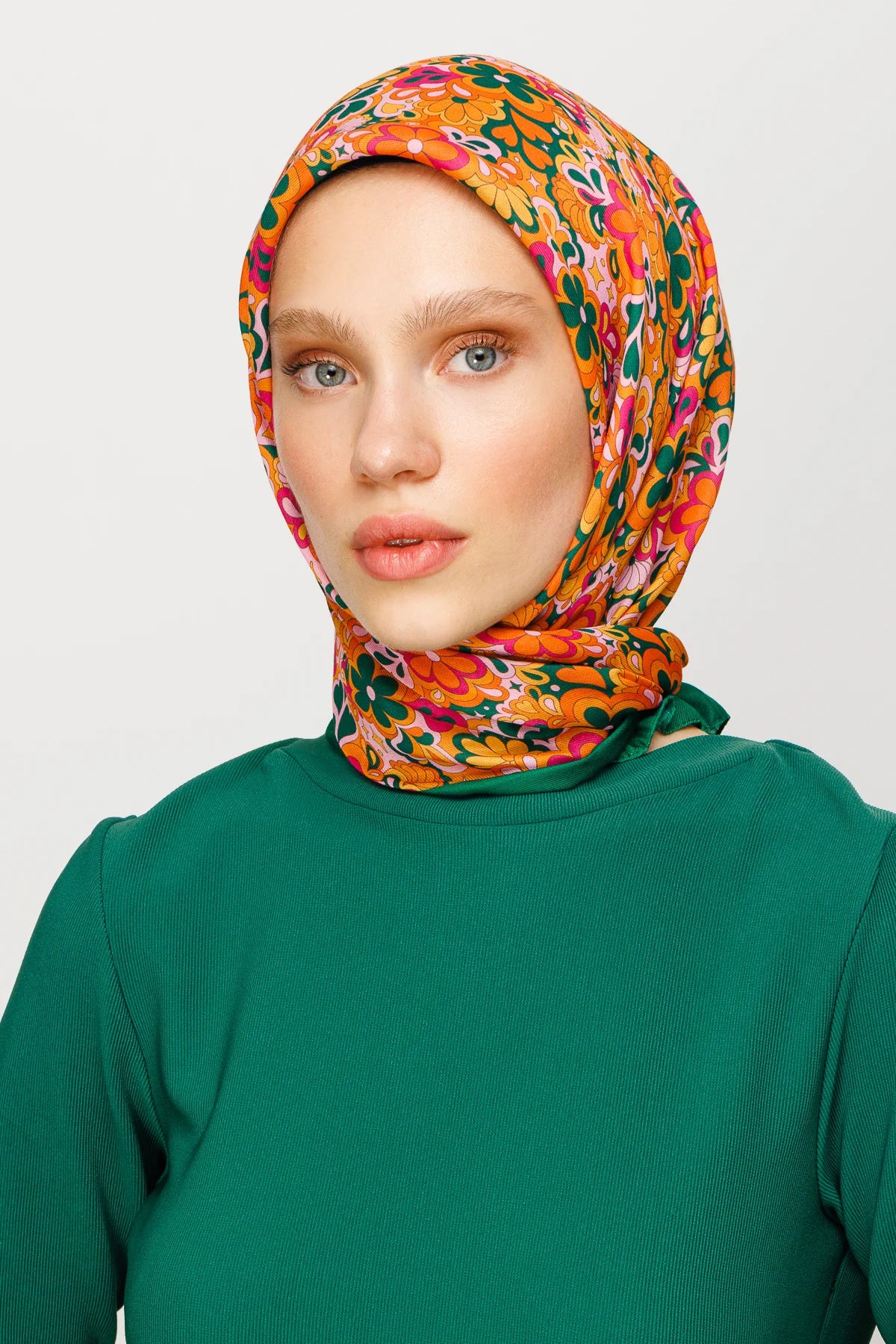 Daisy Desen Dijital Soft Eşarp - Benetton Yeşili