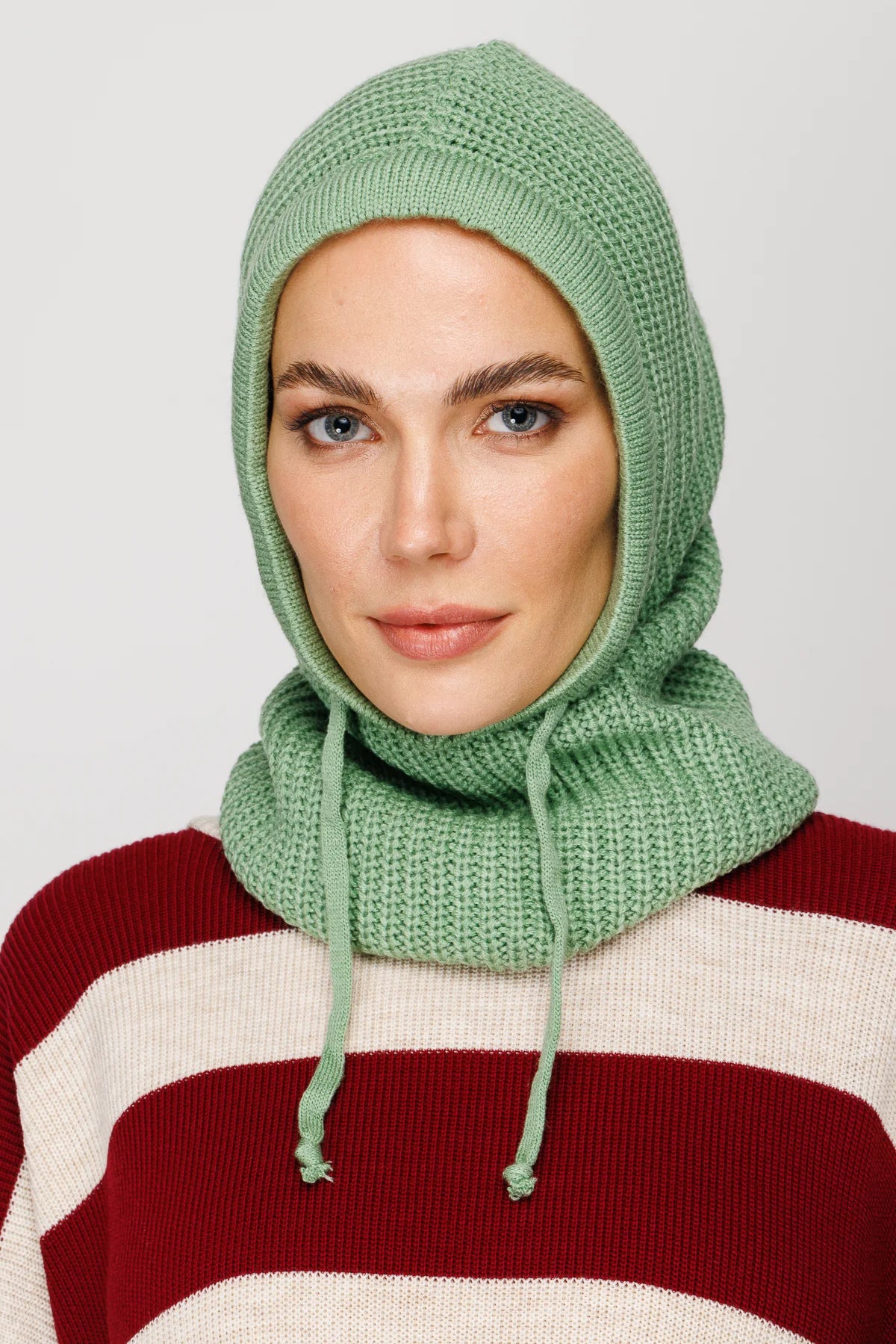 Balaclava Triko Başlık - Mint Yeşili
