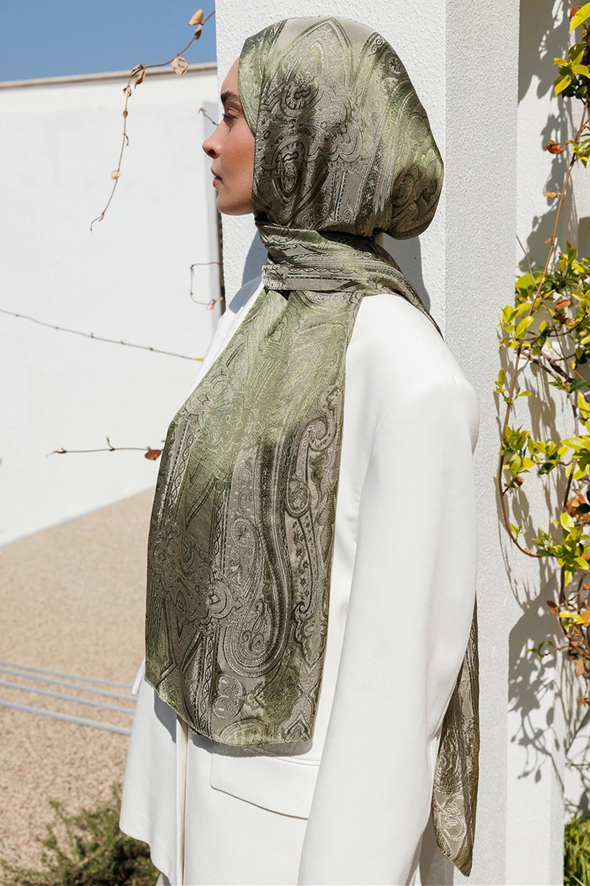 Liva Desen Shine Line Şal - Haki-Somon