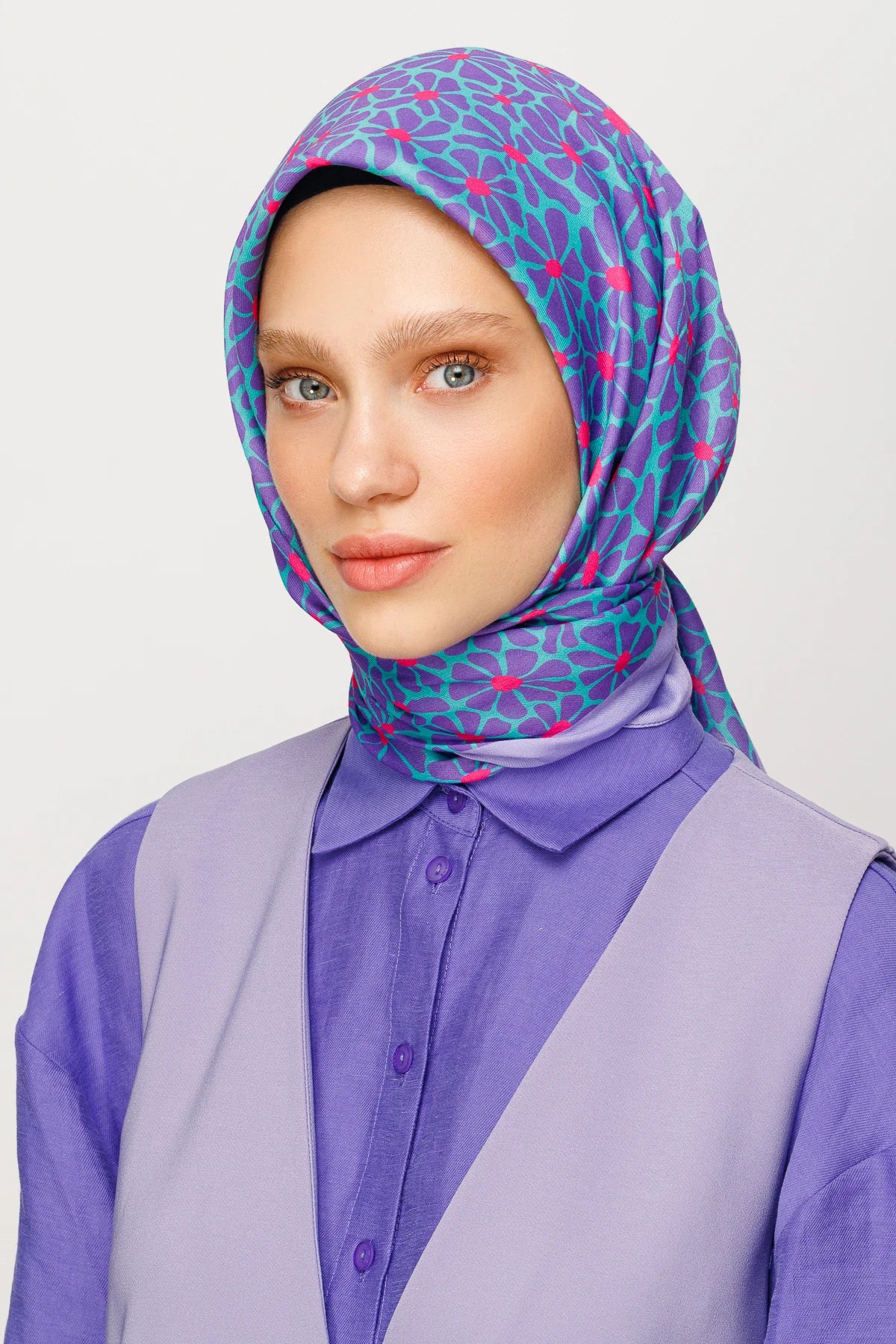 Clover Desen Dijital Soft Eşarp - Lila