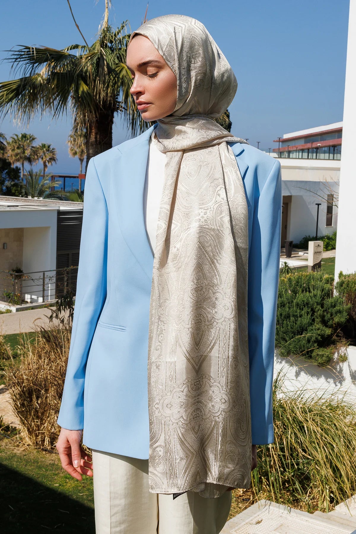 Liva Desen Shine Line Şal - Vizon-Çağla