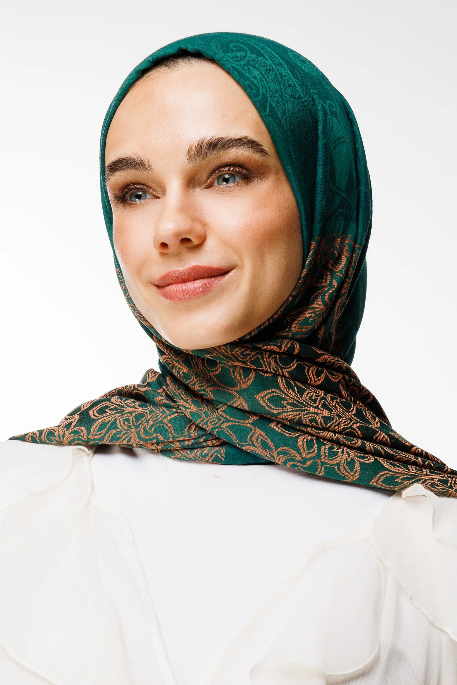 Nora Desen Çift Taraflı Şal - Zümrüt-Kayısı