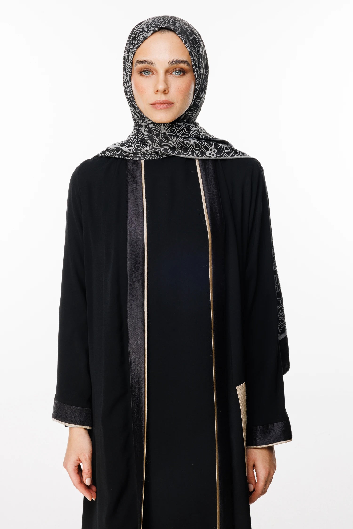 Lavin Desen Çift Taraflı Şal - Siyah-Siyah