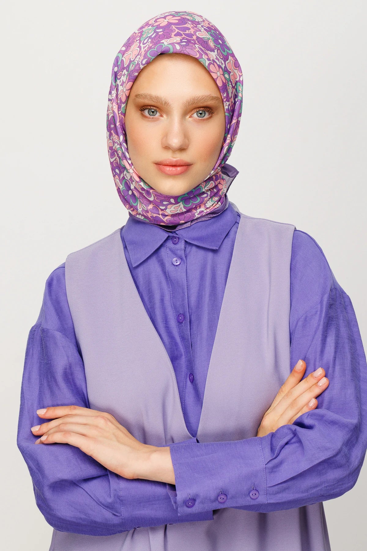 Daisy Desen Dijital Soft Eşarp - Lila