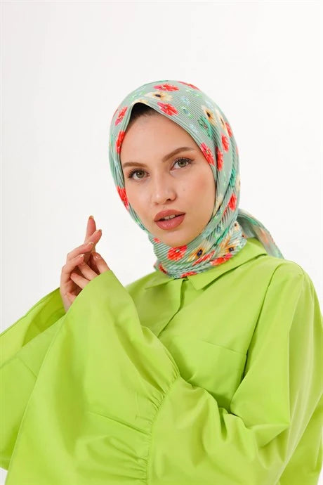 Efsun Desen Pilise Eşarp - Mint Yeşili