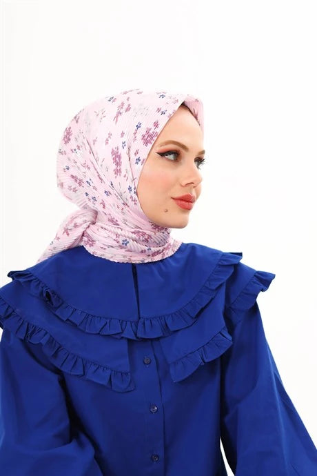 Asma Desen Pilise Eşarp - Toz Pembe