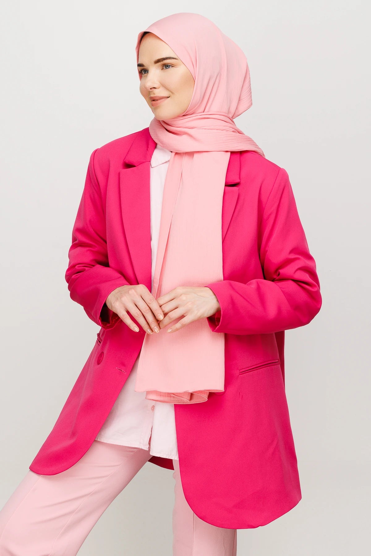 Krinkıl Medine İpeği Şal - Pembe