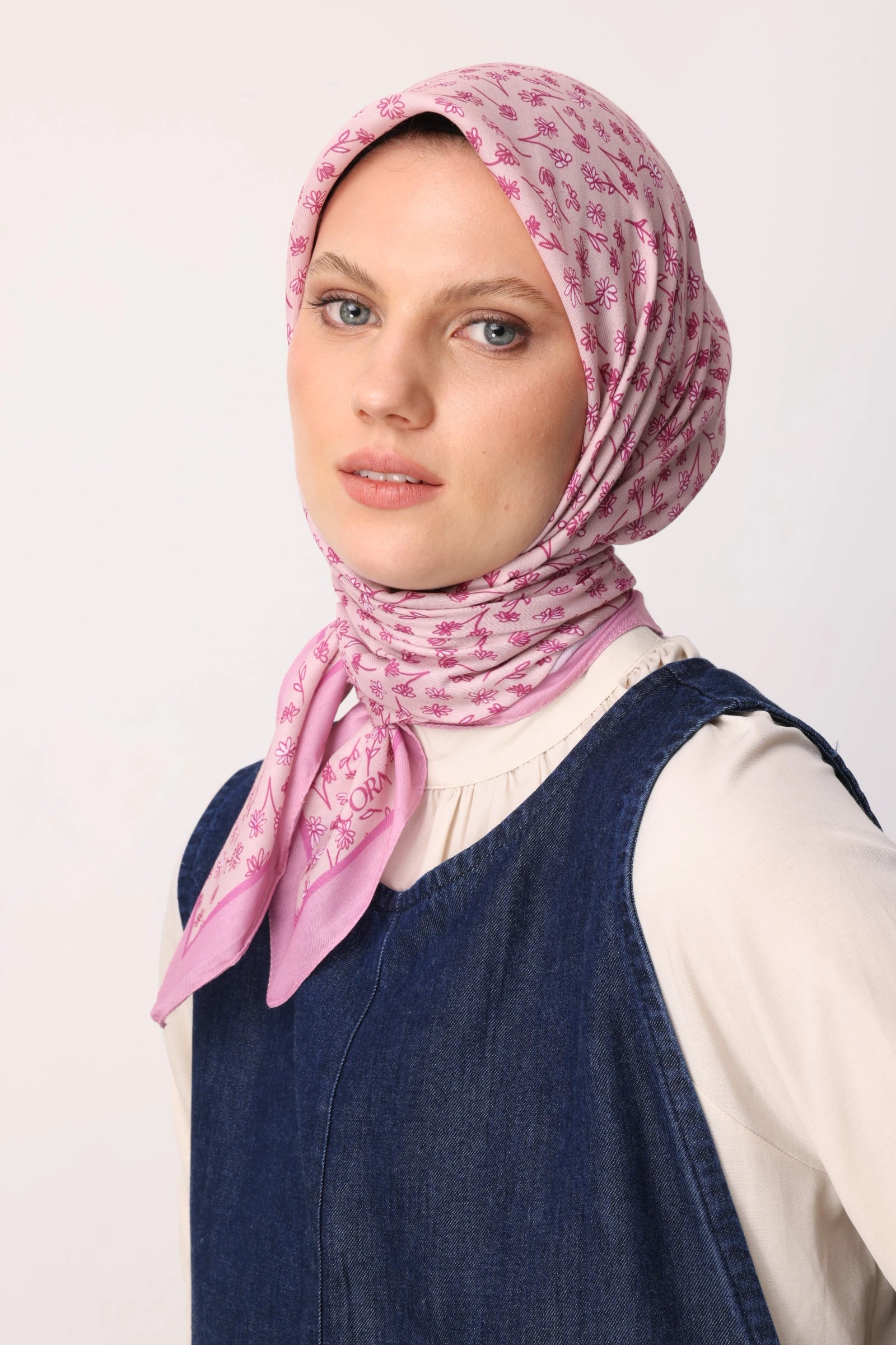 Minor Desen Pamuk Eşarp - Pembe