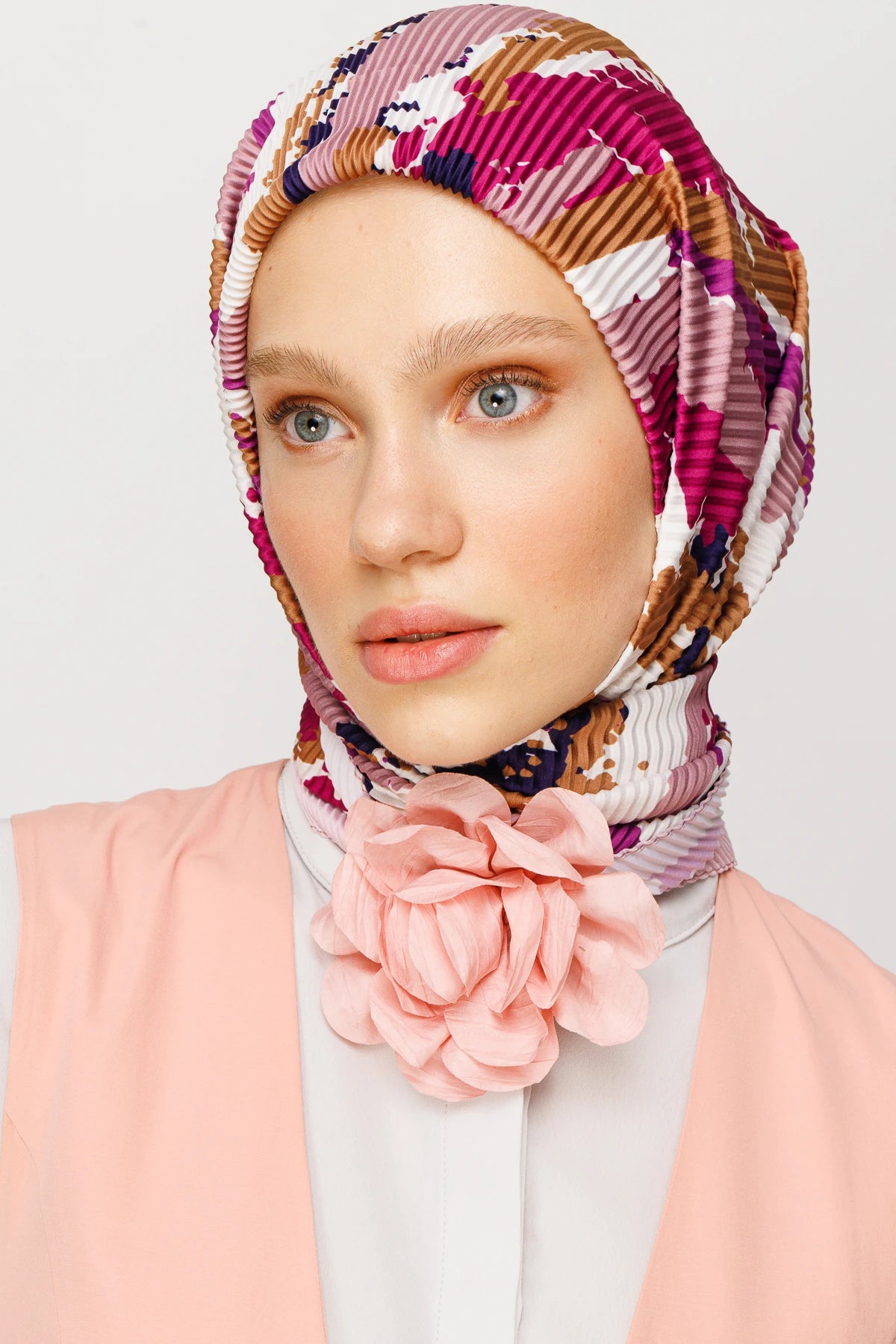 Batik Desen Pilise Eşarp - Soft Pembe