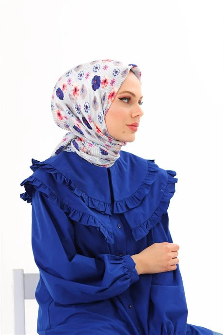 Efsun Desen Pilise Eşarp - Buz Mavisi