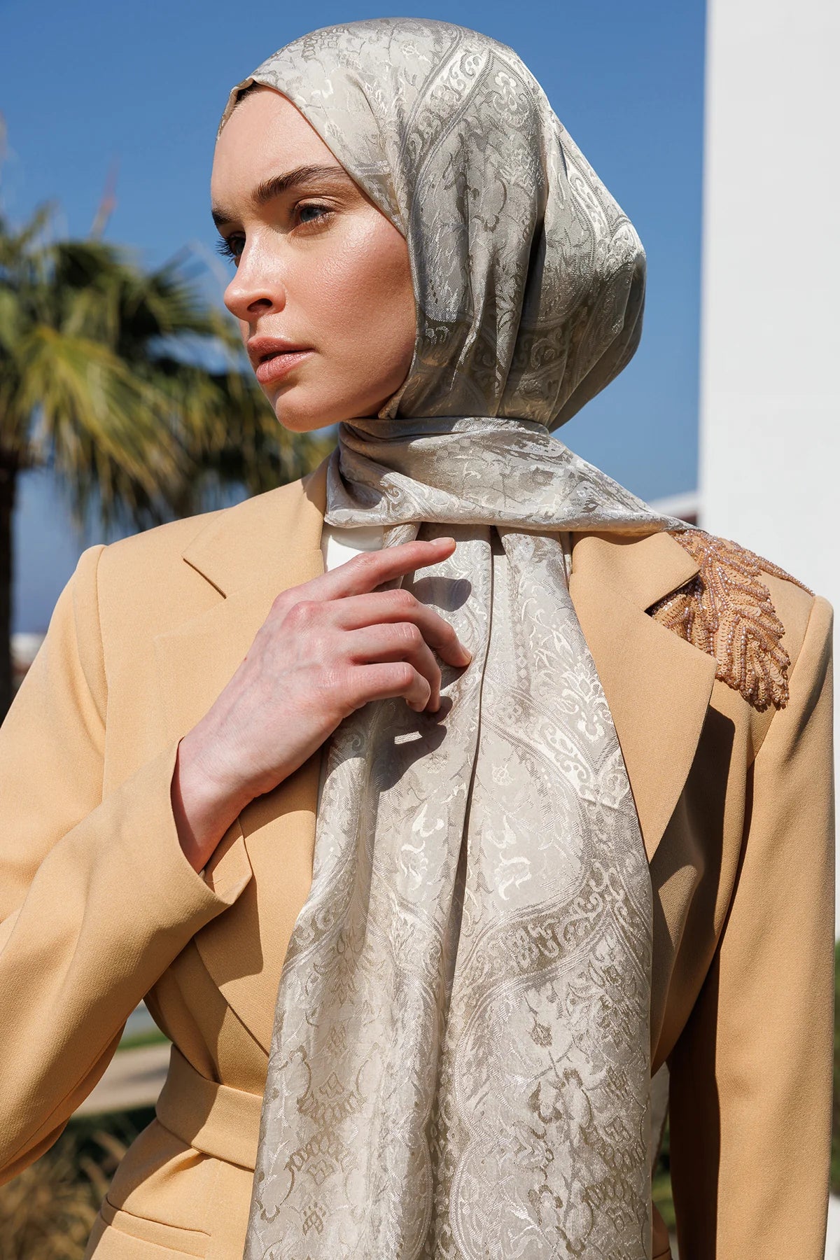 Soler Desen Shine Line Şal - Vizon-Çağla
