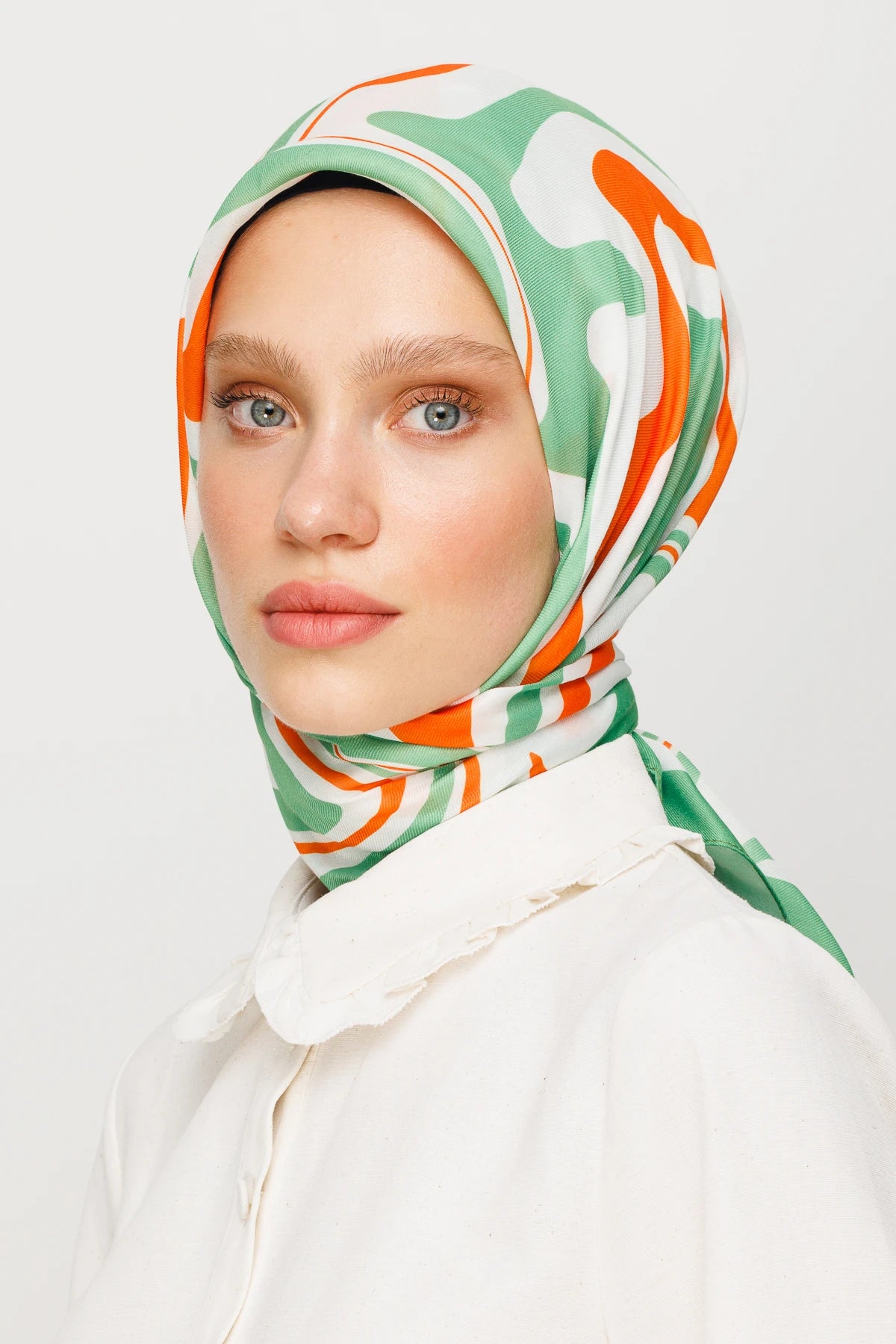 Mira Desen Dijital Soft Eşarp - Mint Yeşili
